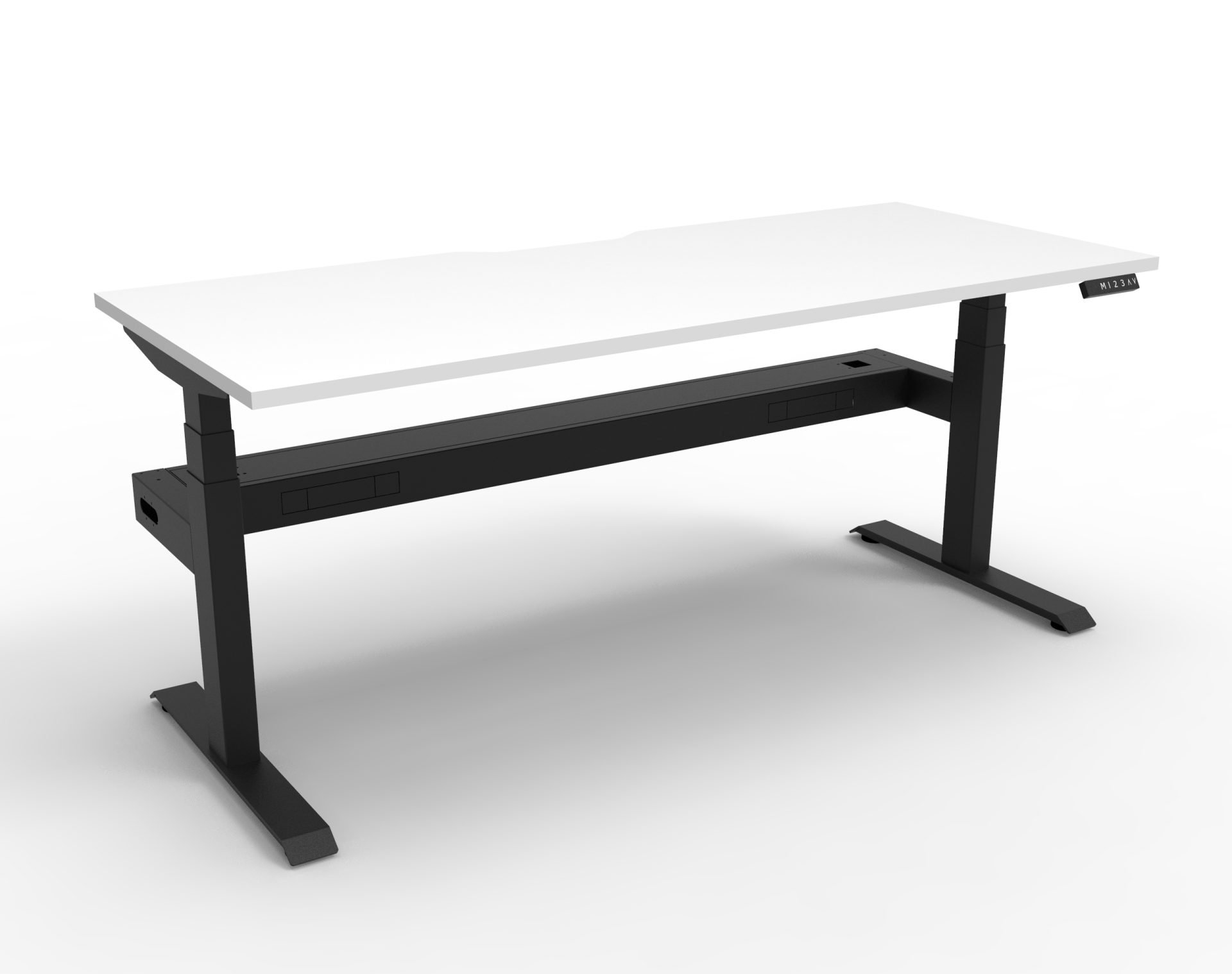 Rapidline Boost+ Height Adjustable Desk – 1800×750mm, Natural White Top, Black Satin Frame, Cable Tray