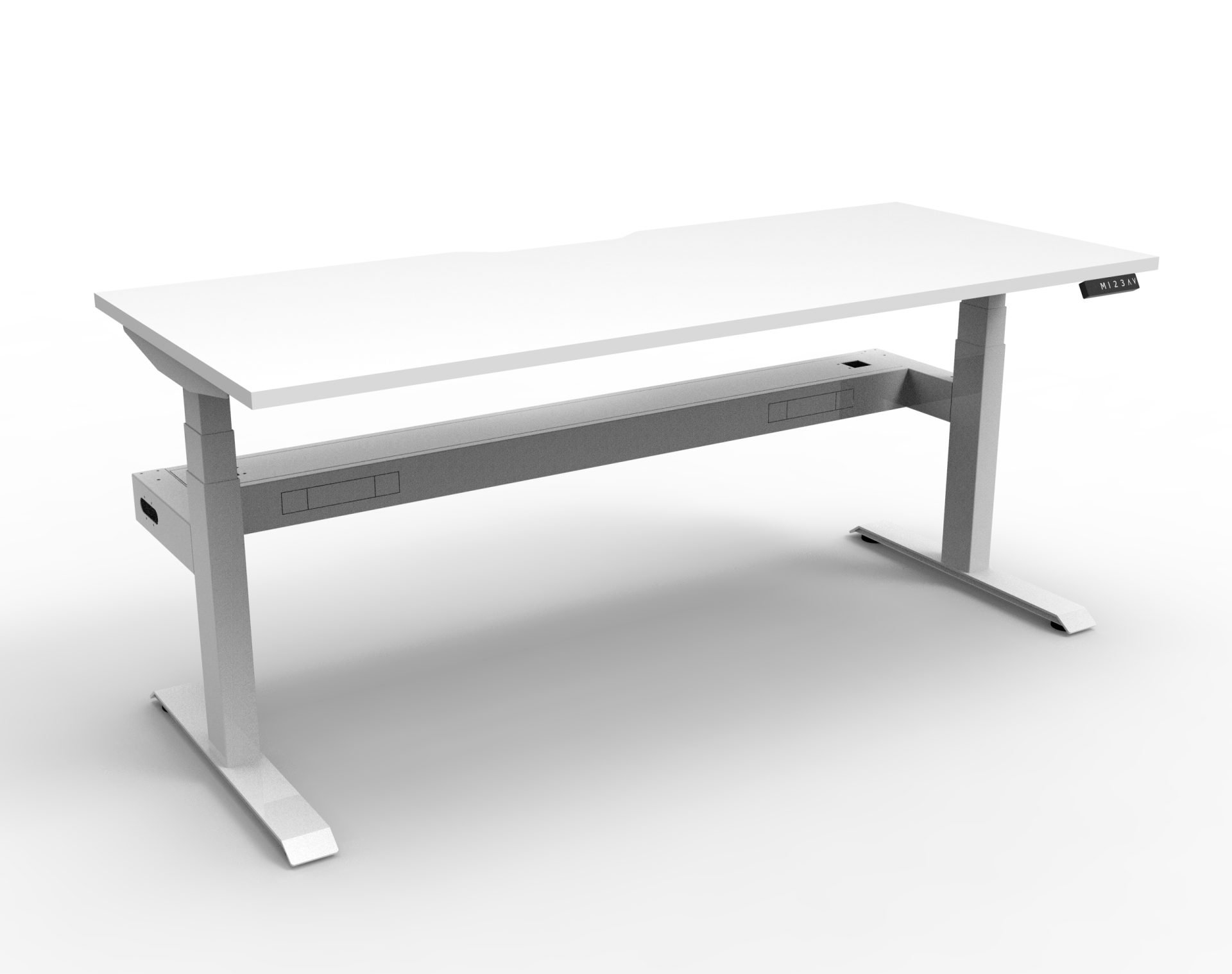 Rapidline Boost+ Height Adjustable Desk – 1800×750mm, Natural White Top, White Satin Frame, Cable Tray