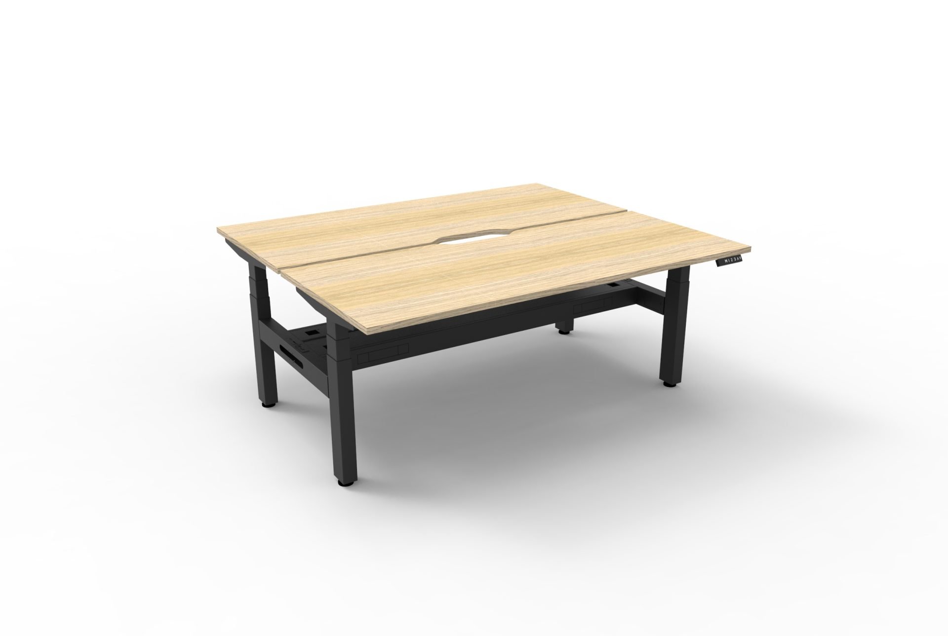 RAPIDLINE Boost+ Back-to-Back Workstation – 1500mm W x 750mm D | Natural Oak Top & Black Satin Frame | With Cable Tray