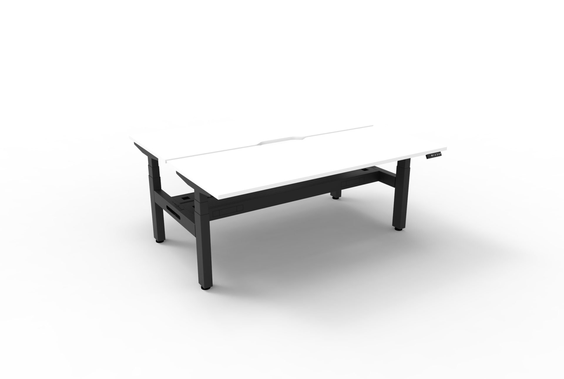 Rapidline Boost+ Back-to-Back Workstation | 1800 x 750mm | Natural White Top, Black Satin Frame | Cable Tray