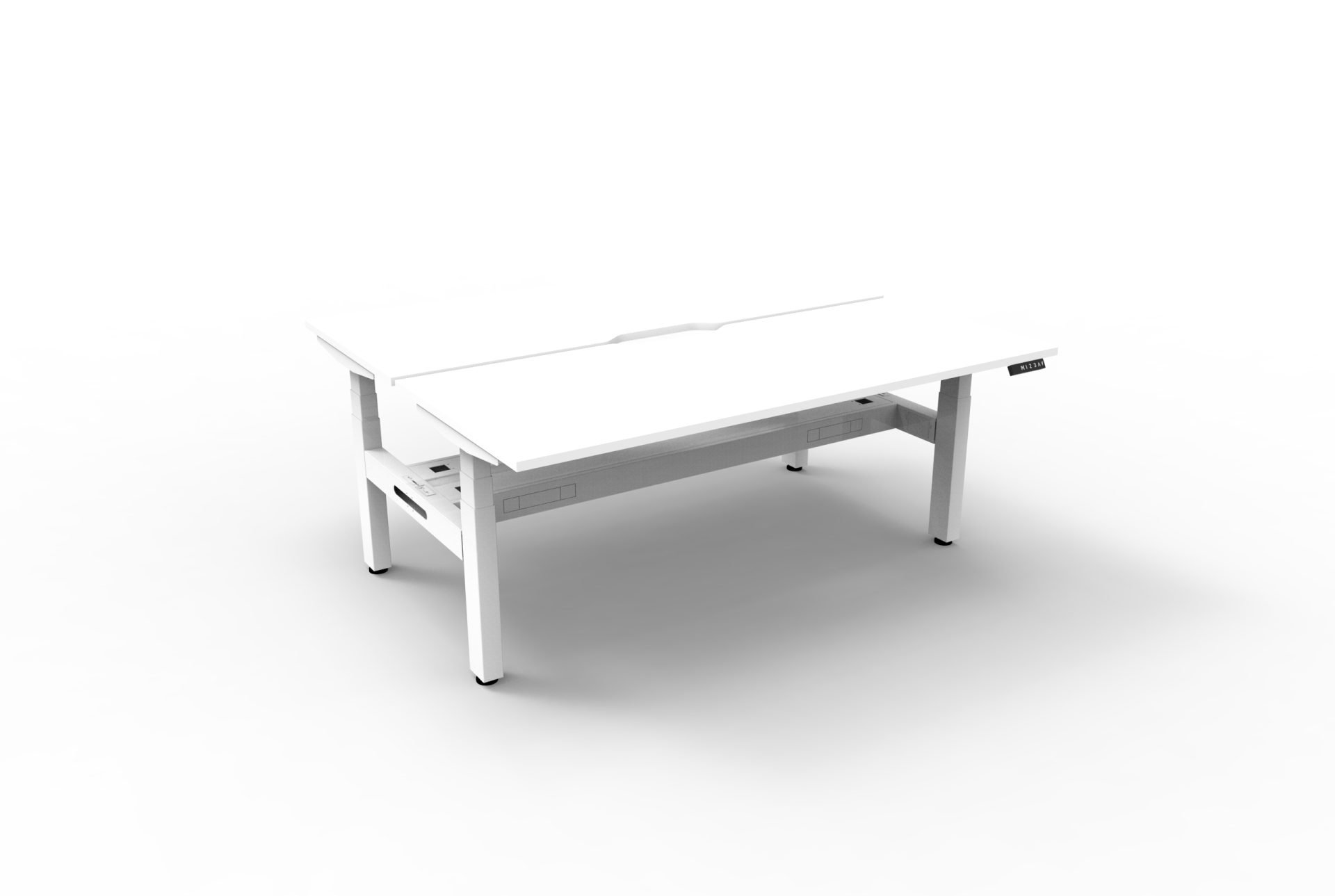 RAPIDLINE Boost+ Back-to-Back Workstation – 1200mm W x 750mm D | Natural White Top & White Satin Frame | With Cable Tray