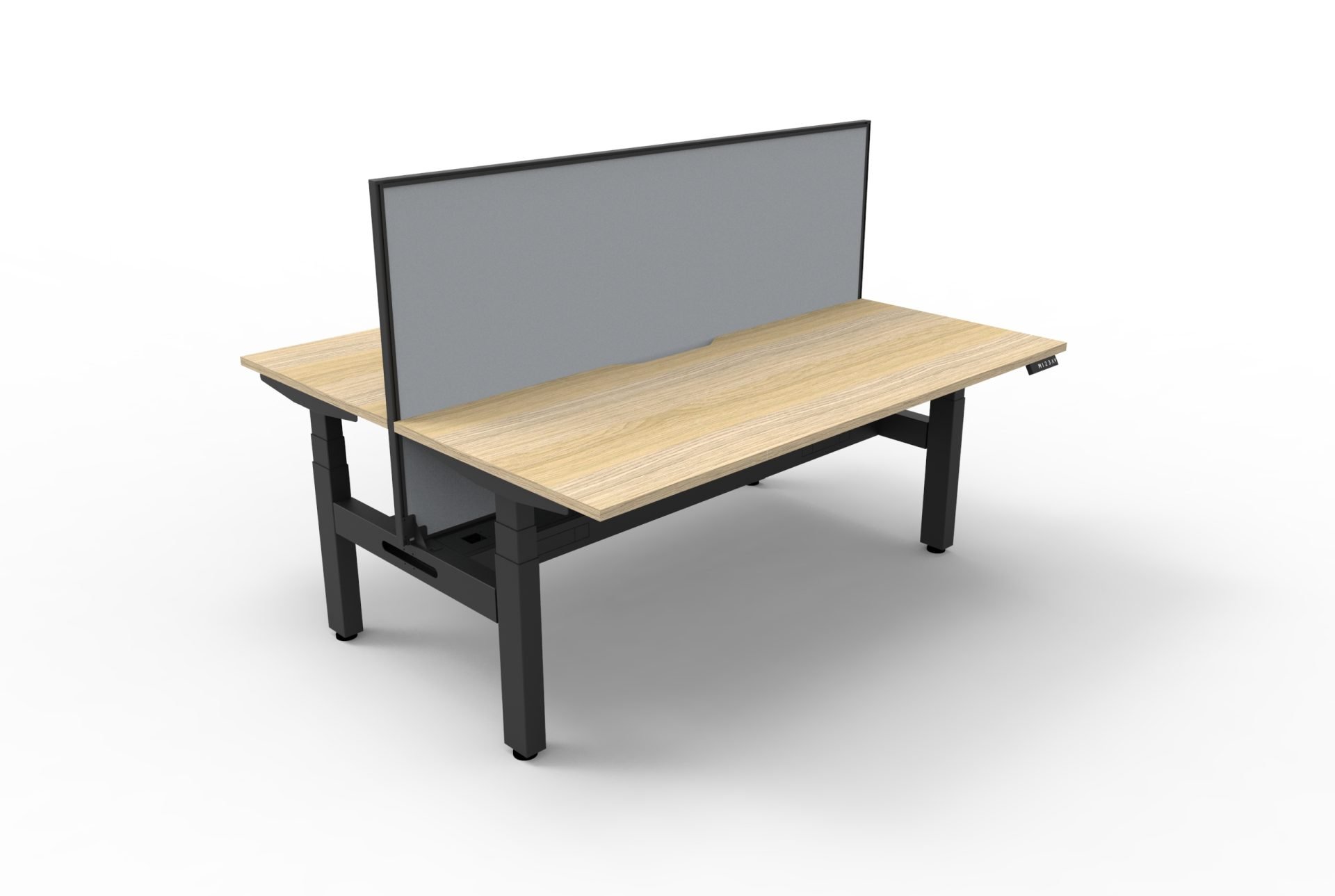 RAPIDLINE Boost+ Back-to-Back Sit-Stand Desk | 1500×750mm | Natural Oak Top, Black Satin Frame, Grey Screen