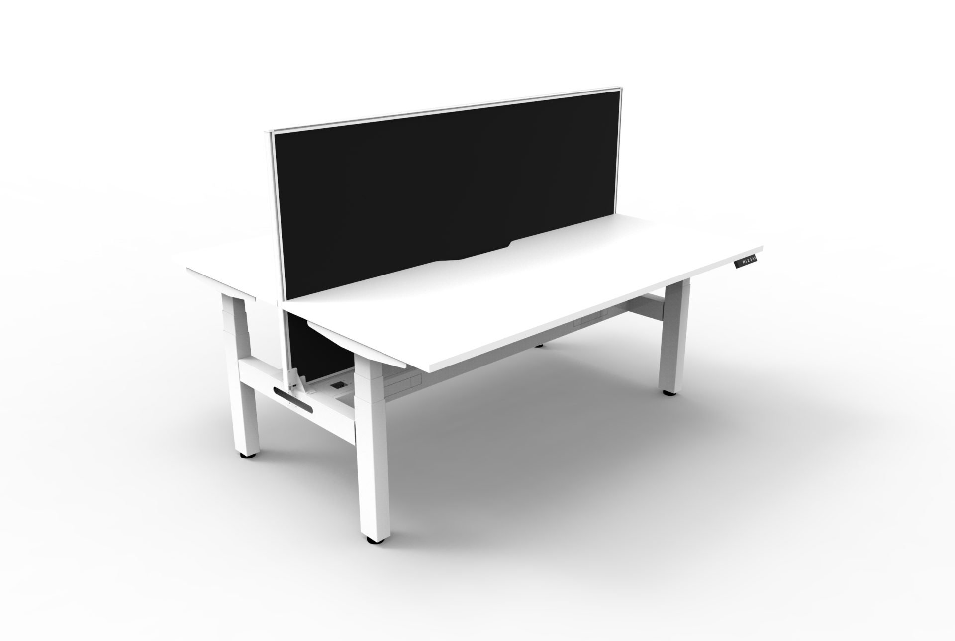 RAPIDLINE Boost+ Back-to-Back Workstation | 1800mm | Natural White Top & White Frame | Black SHUSH30 Screen