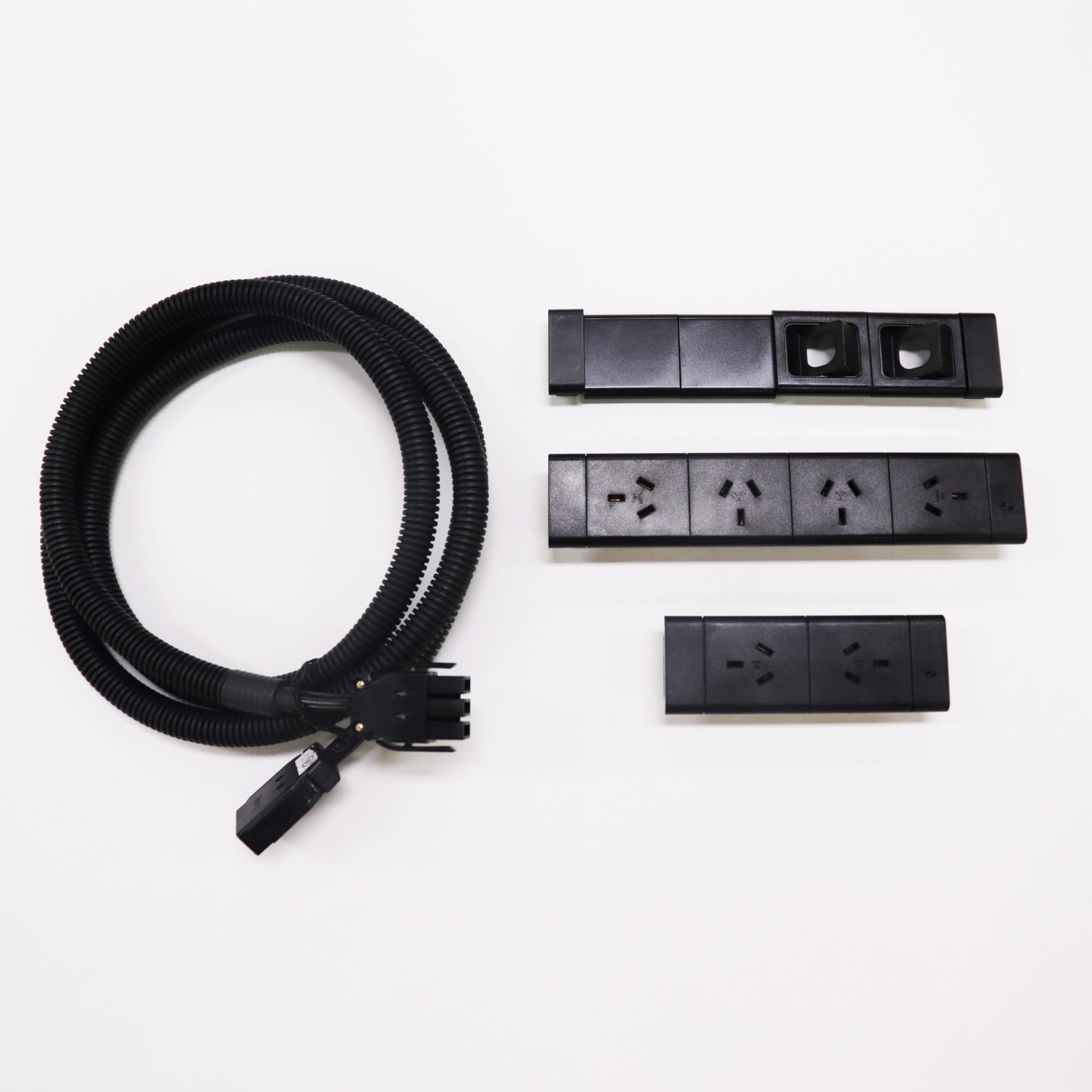 Rapidline Boost+ Power & Data Unit – 6× GPO, 2× Data | Black | Fits 1800mm Workstations