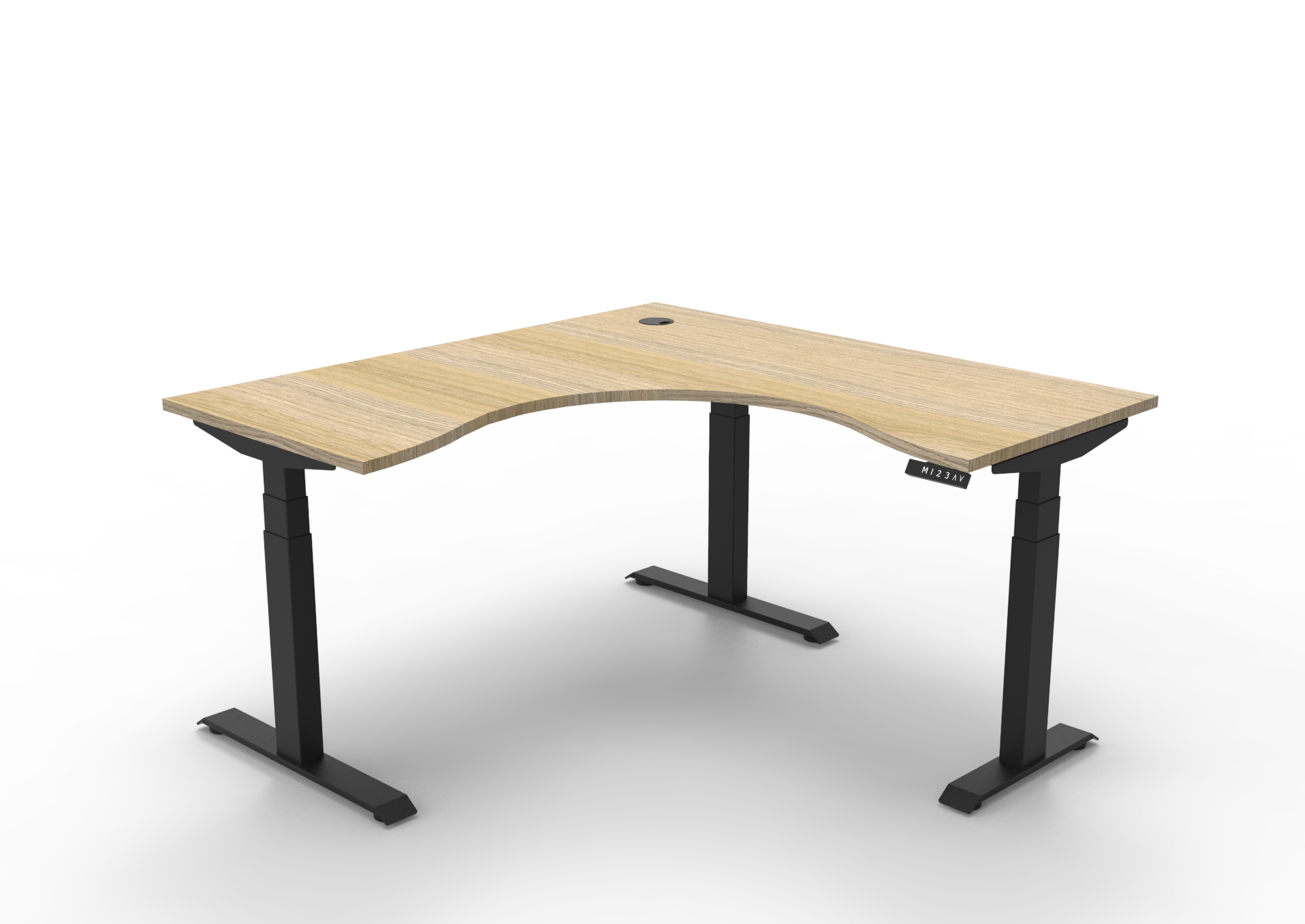 RAPIDLINE Boost+ Corner Workstation | 1500mm × 1500mm | Natural Oak Top & Black Frame