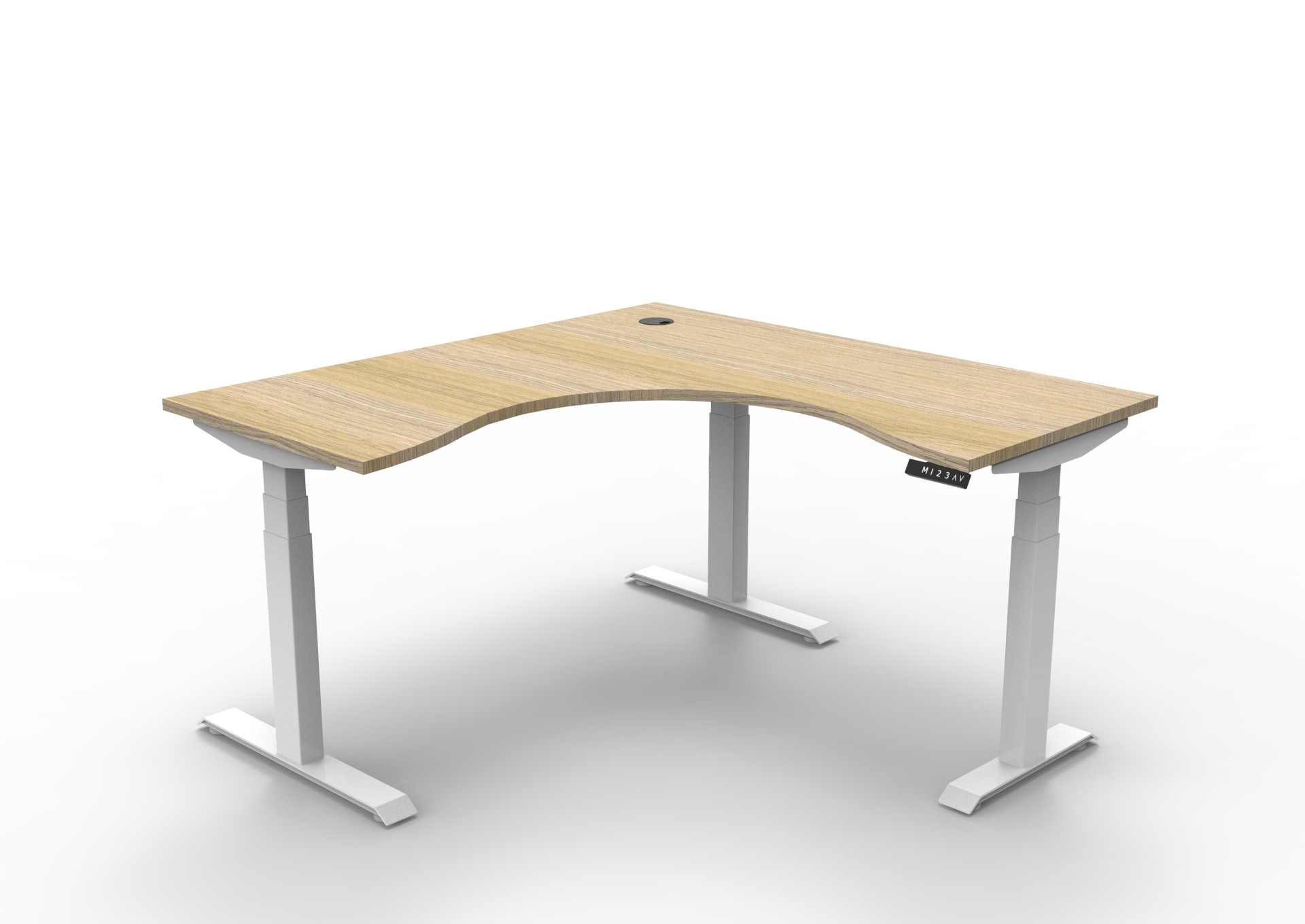 RAPIDLINE Boost+ Corner Workstation | 1500mm × 1500mm | Natural Oak Top & White Frame