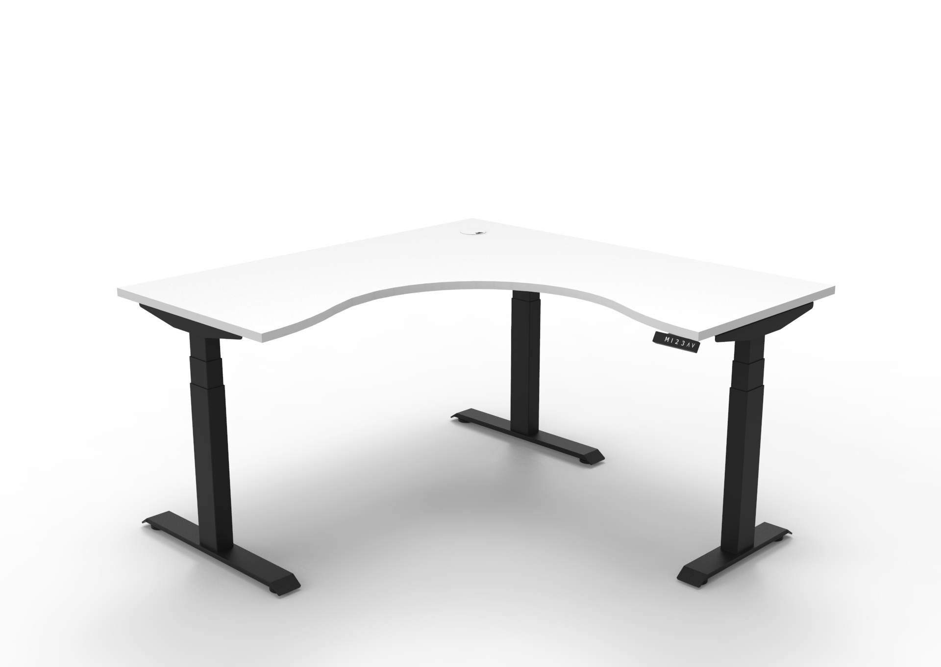 RAPIDLINE Boost+ Corner Workstation | 1500 x 1500 x 750mm | Natural White Top & Black Satin Frame