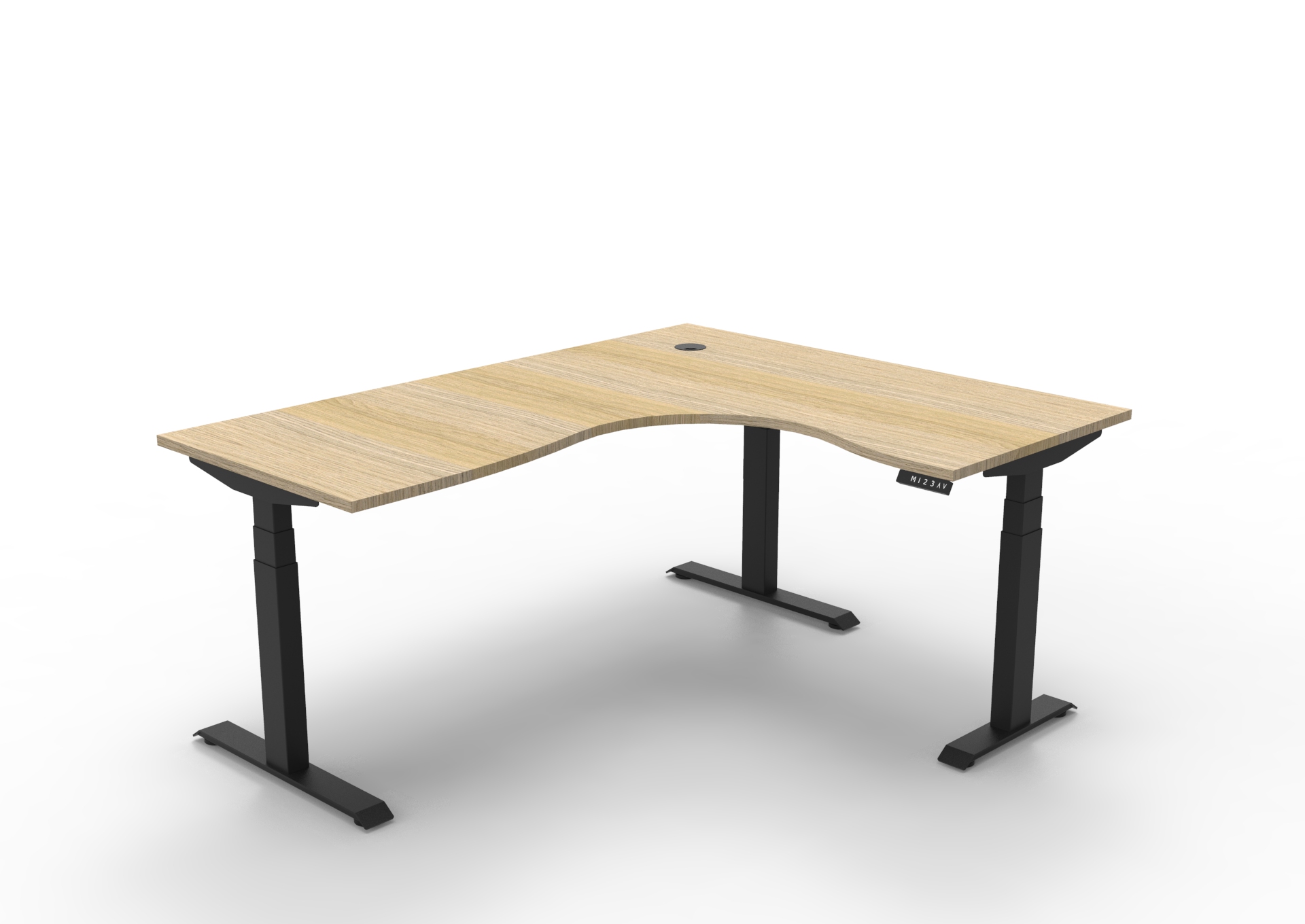 RAPIDLINE Boost+ Corner Workstation | 1800 x 1500 x 750mm | Natural Oak Top & Black Satin Frame