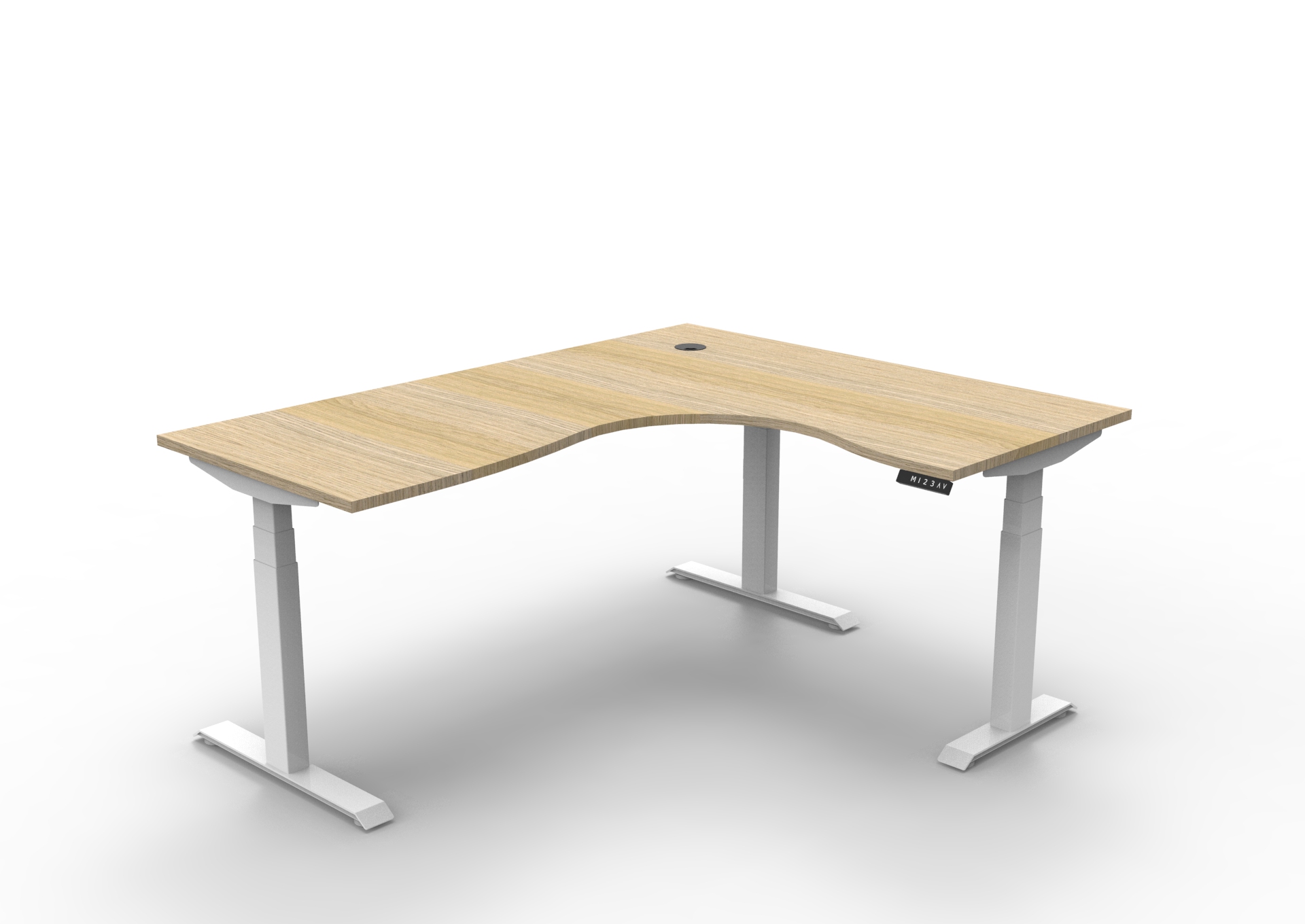 RAPIDLINE Boost+ Corner Workstation | 1800 x 1500 x 750mm | Natural Oak Top & White Satin Frame