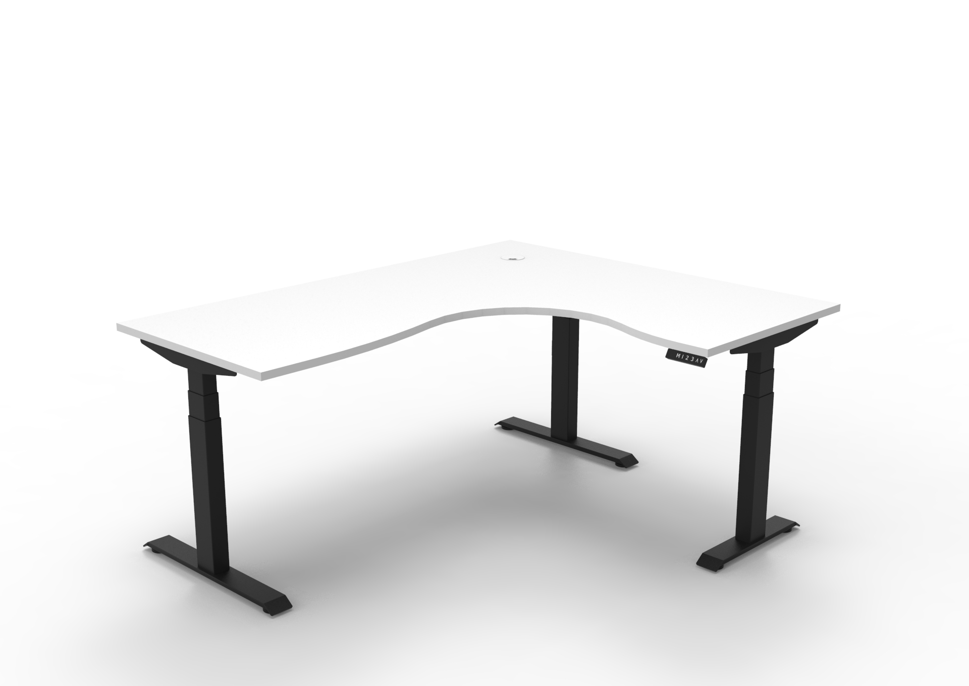 Rapidline Boost+ Corner Workstation – 1800×1500mm | Natural White Top, Black Satin Frame | Height-Adjustable