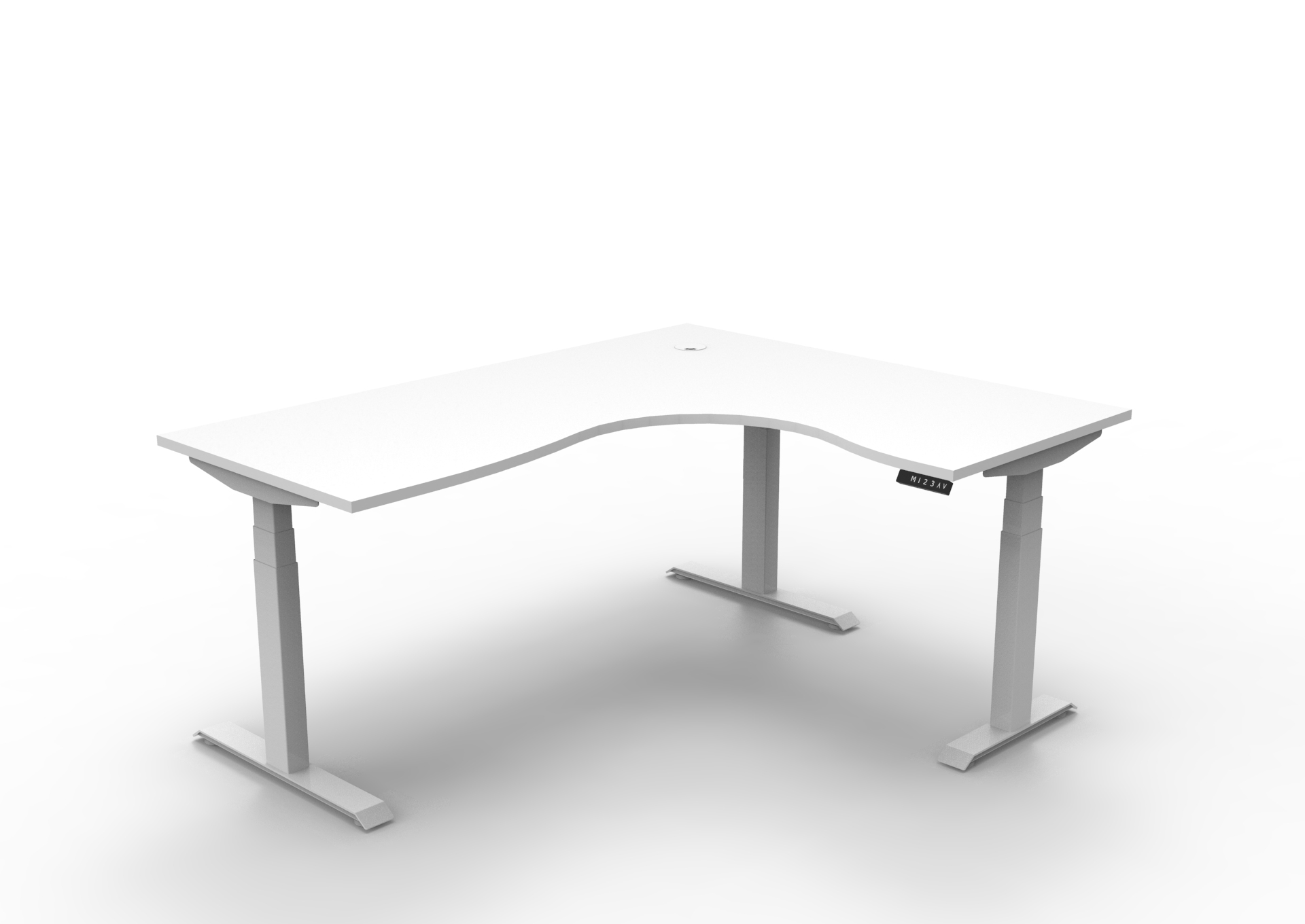 Rapidline Boost+ Corner Workstation – 1800×1500mm | Natural White Top, White Satin Frame | Height-Adjustable