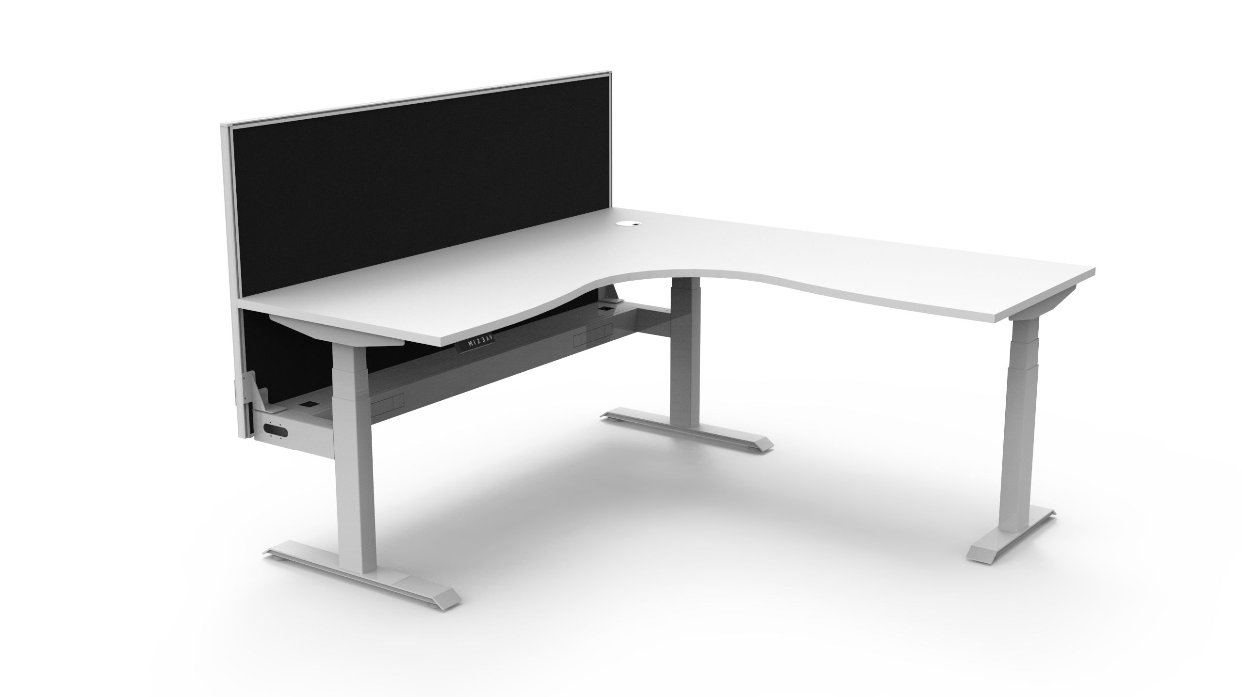 RAPIDLINE Boost+ Corner Workstation | 1800mm x 1800mm x 750mm | Natural White Top, White Satin Frame, Black SHUSH30 Screen