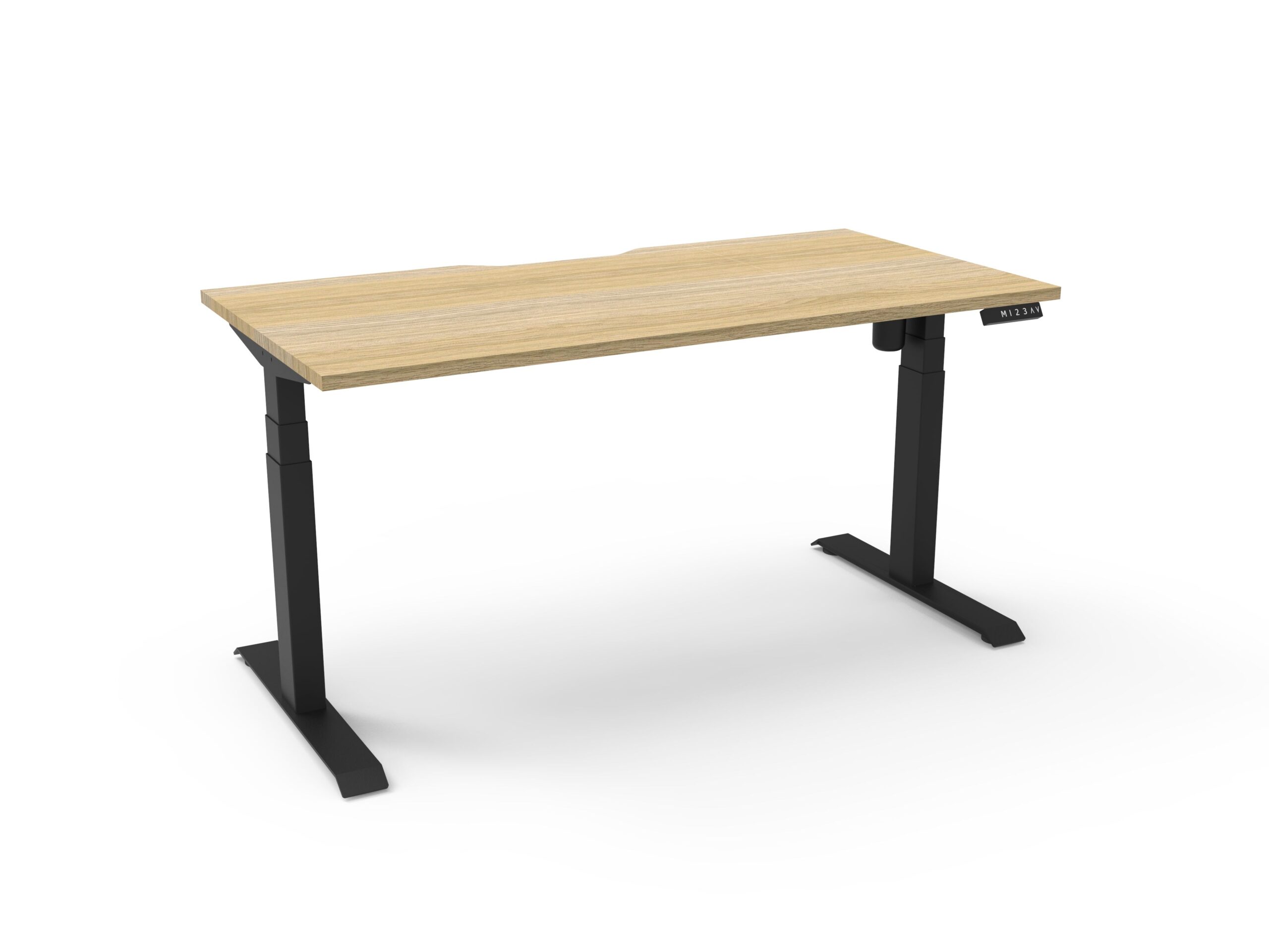 Rapidline Boost Light Sit-Stand Desk 1500mm x 750mm – Natural Oak Top, Black Satin Frame