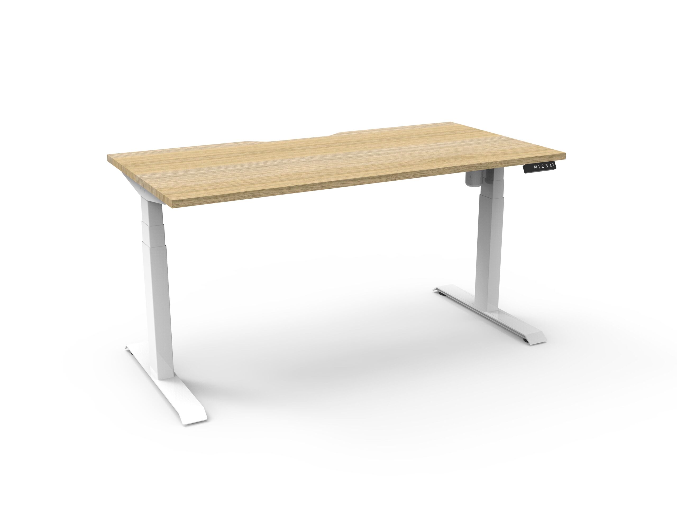 Rapidline Boost Light Sit-Stand Desk 1500mm x 750mm – Natural Oak Top, White Satin Frame