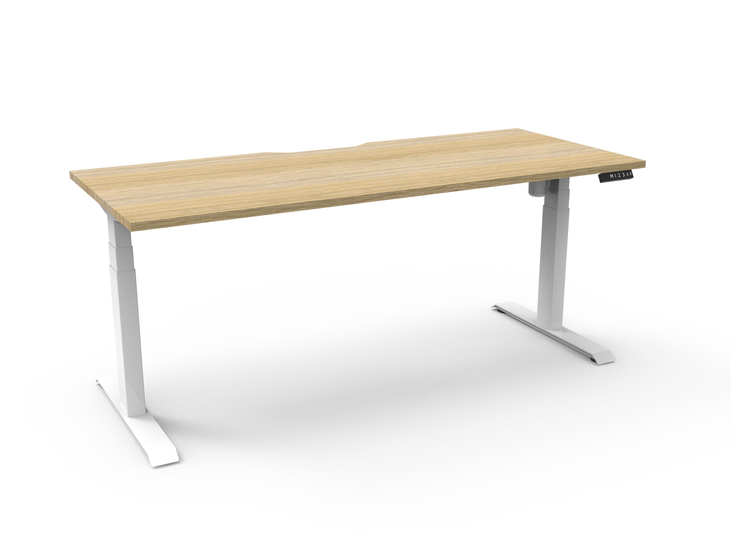 RAPIDLINE Boost Light Sit-Stand Desk – 1800mm Natural Oak Top & White Satin Frame