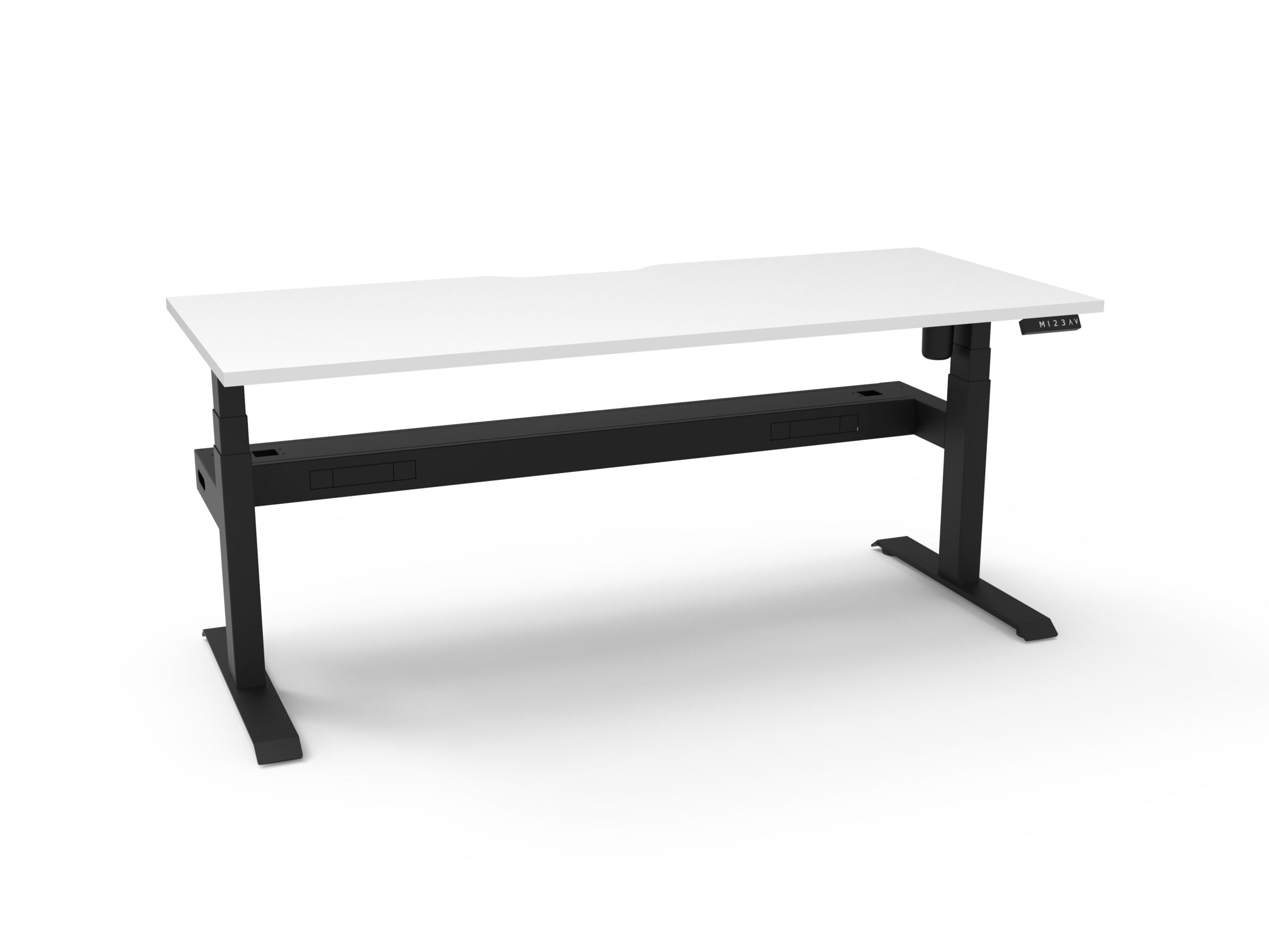 Rapidline Boost Light Sit-Stand Desk – 1200×750mm | Natural White Top, Black Satin Frame, Cable Tray
