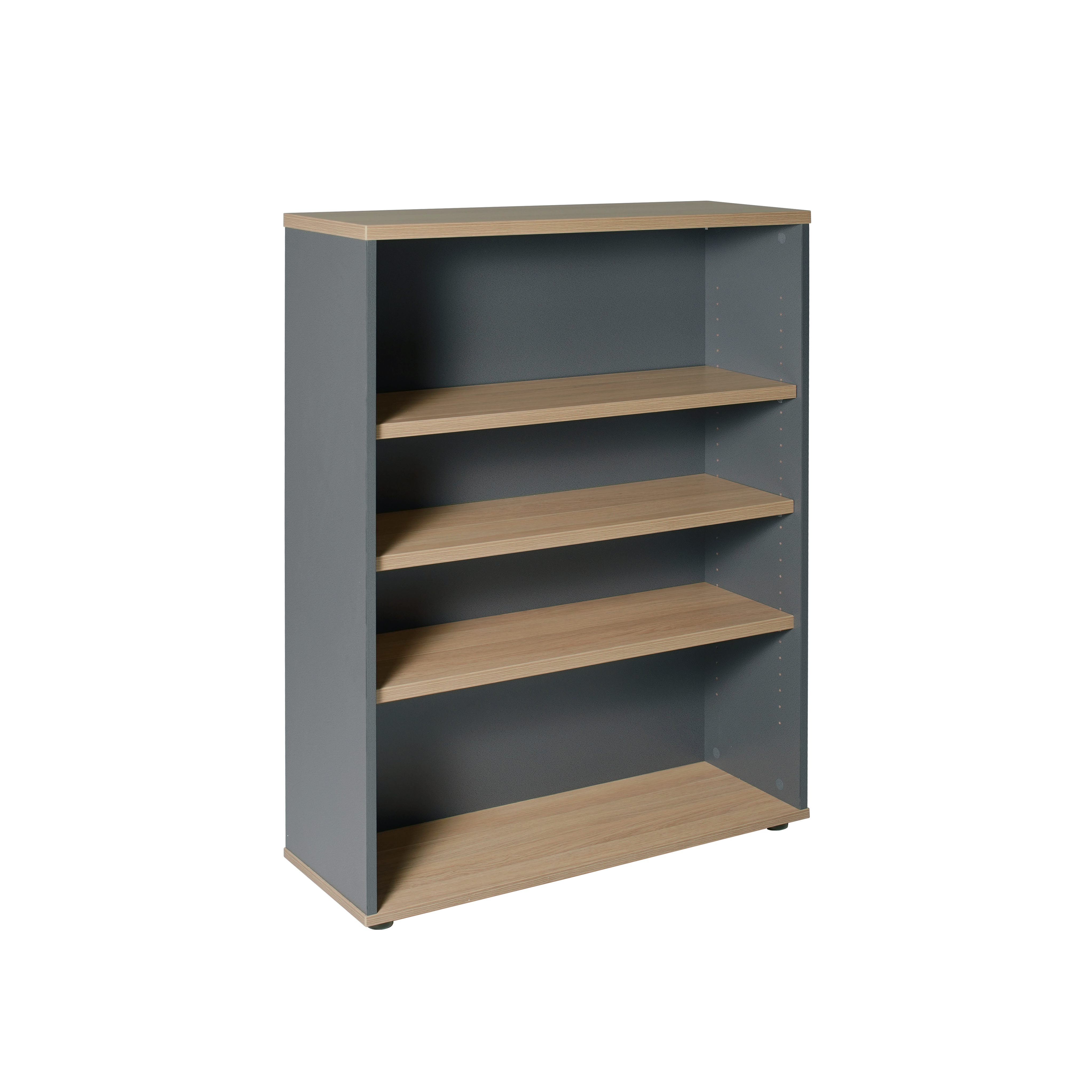 Rapidline Worker Bookcase – 1200mm H × 900mm W × 315mm D, Natural Oak & Ironstone