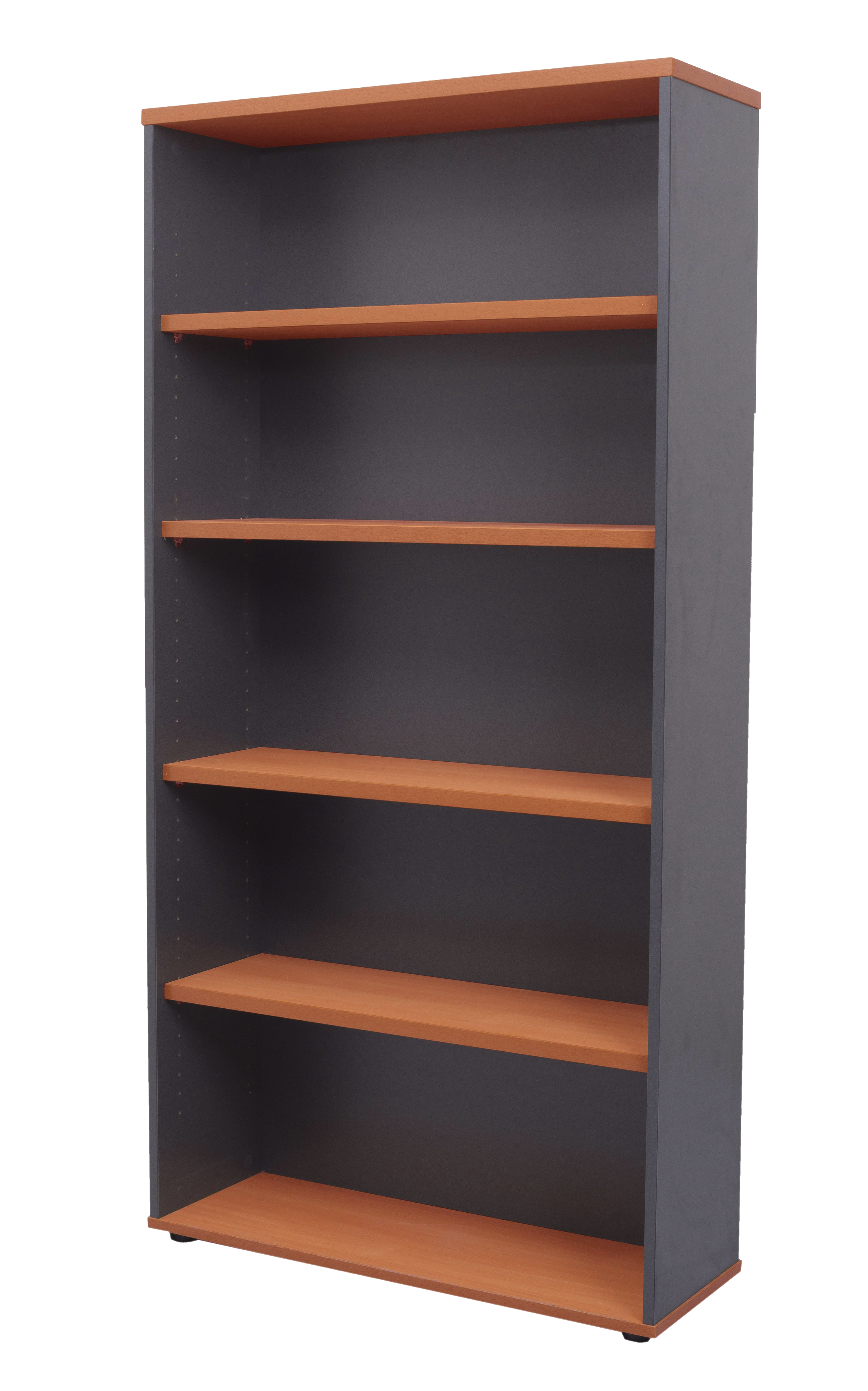 Rapidline Worker Bookcase – 1800mm H × 900mm W × 315mm D, Cherry & Ironstone