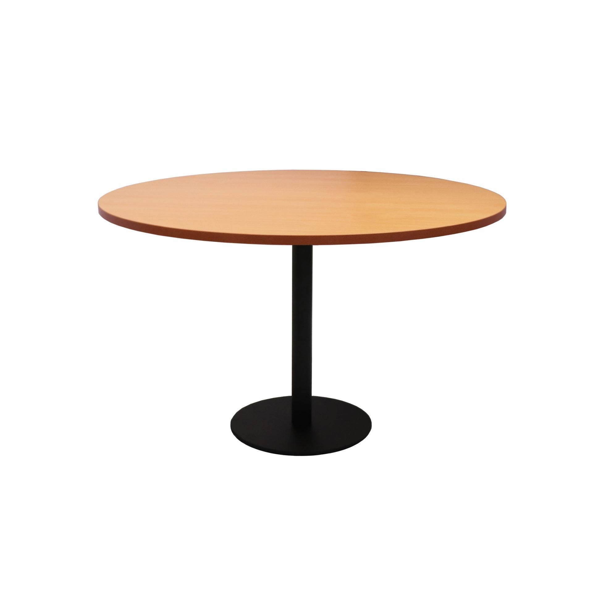 Rapidline Estilo Round Meeting Table – 1200mm Beech Top, Black PFC Disc Base