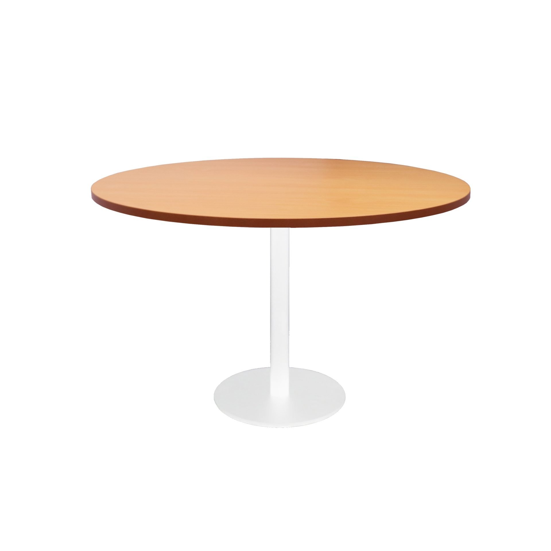 Rapidline Estilo Round Table – 1200mm Beech Top, White Powder-Coated Base