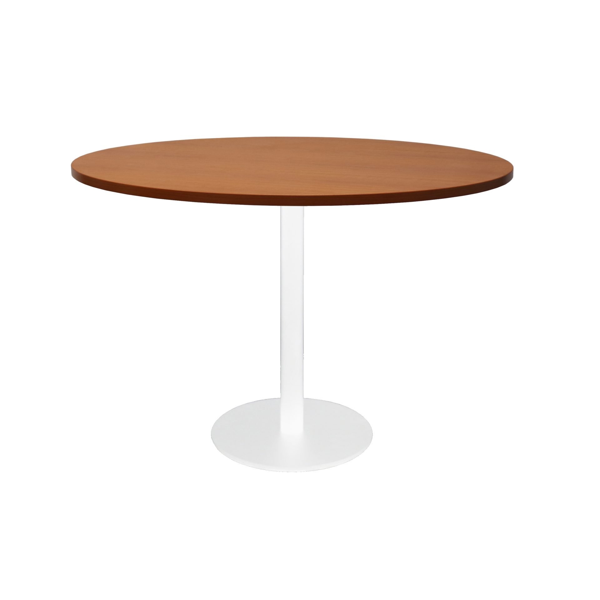 Rapidline Estilo Round Table – 1200mm Cherry Top, White Pedestal Base | 5-Year Warranty