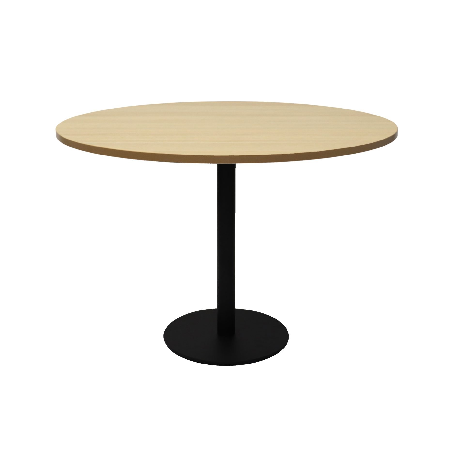 Rapidline Estilo Round Table – 1200mm Natural Oak Top, Black Powder-Coated Base