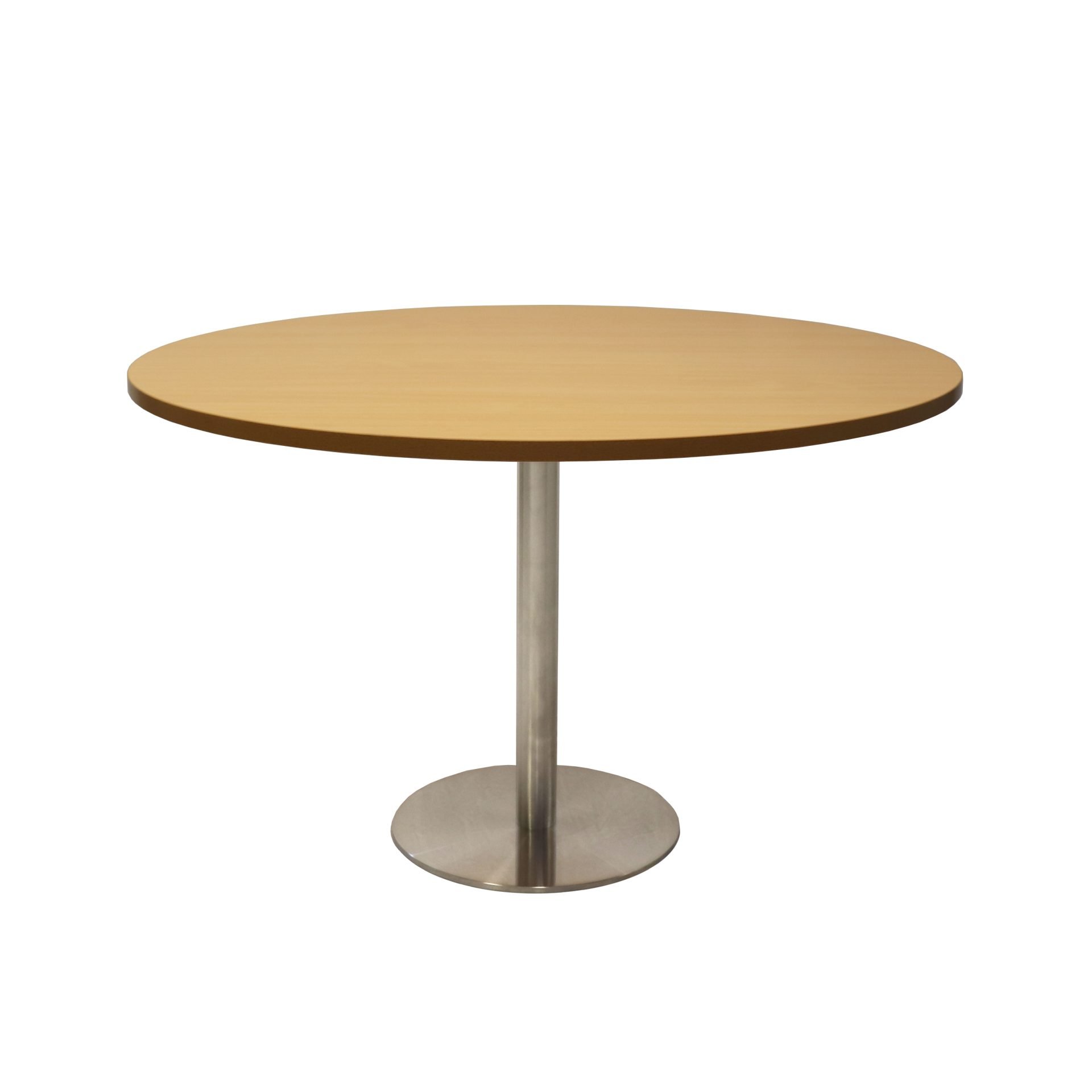 Rapidline Estilo Round Table – 1200mm Natural Oak Top, Stainless Steel Base
