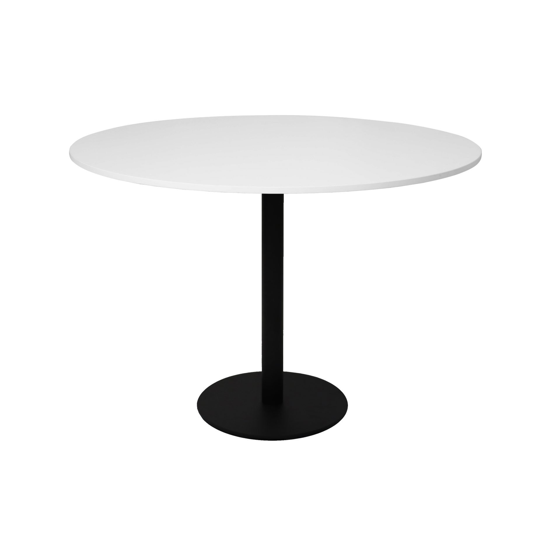 Rapidline Estilo Round Table – 1200mm Natural White Top, Black Powder-Coated Base