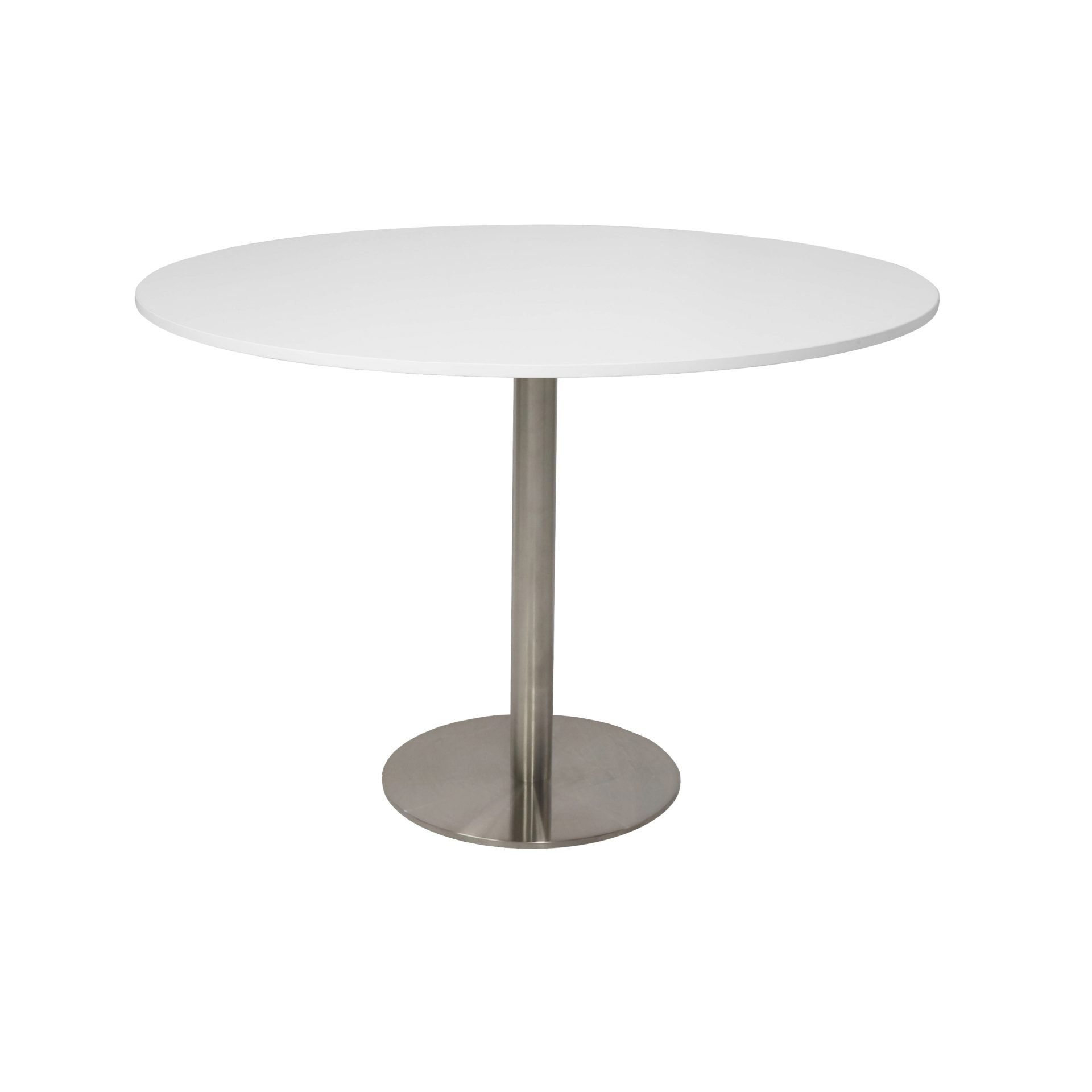 Rapidline Estilo Round Table – 1200mm Natural White Top, Stainless Steel Base | 5-Year Warranty