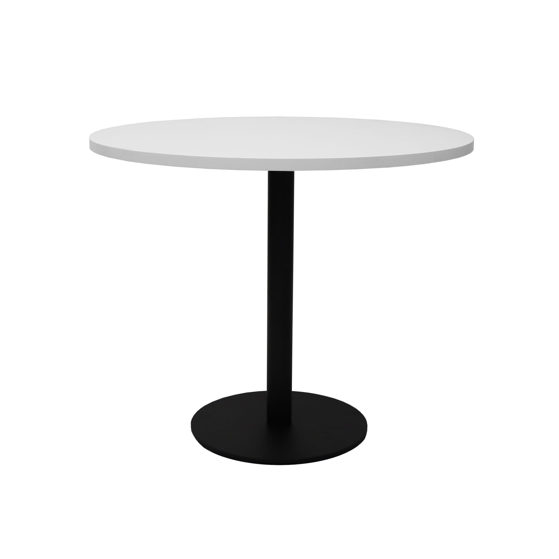 Rapidline Estilo Round Table – 900mm Natural White Top, Black Powder-Coated Base