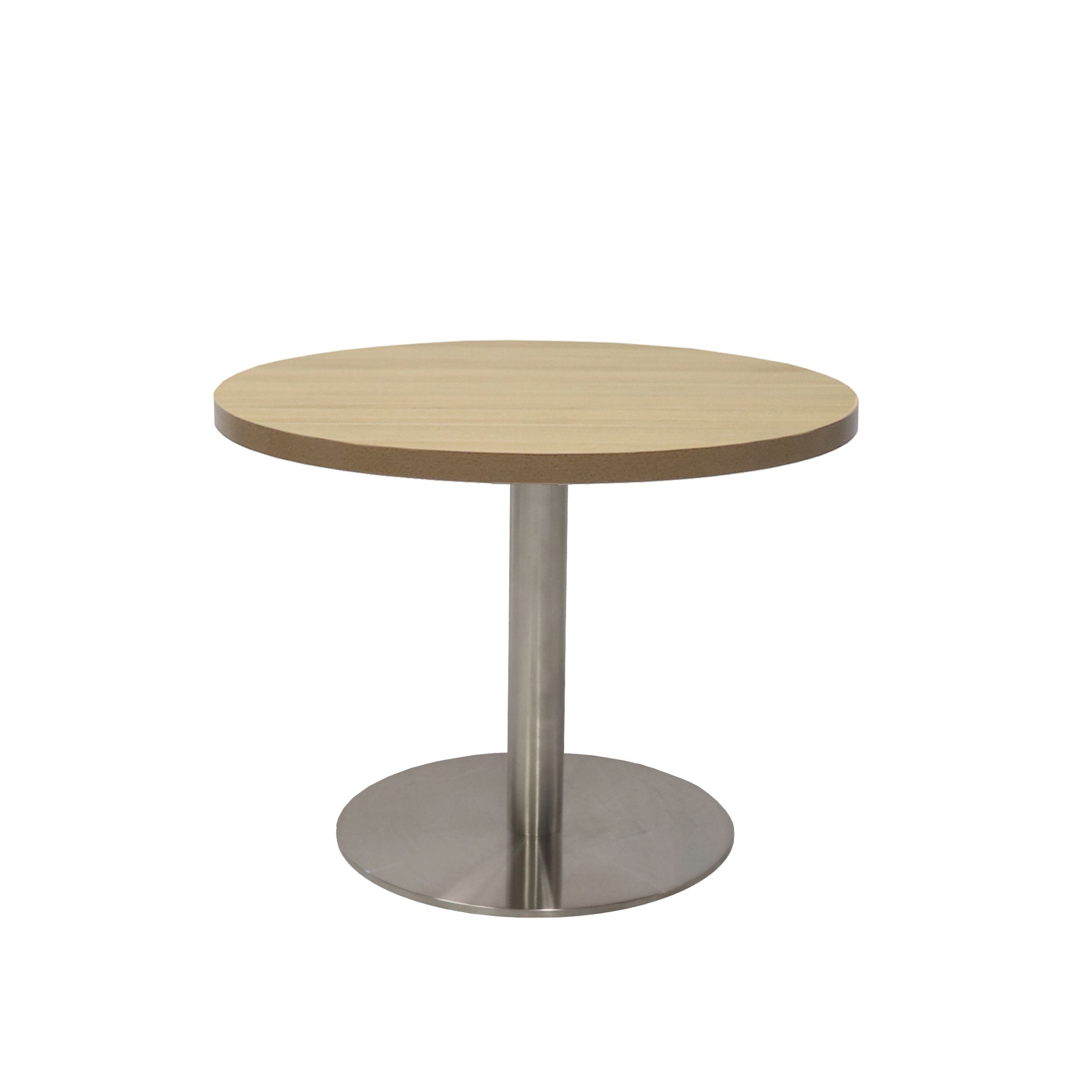 Rapidline Estilo Round Coffee Table – 600mm Natural Oak Top, Stainless Steel Base