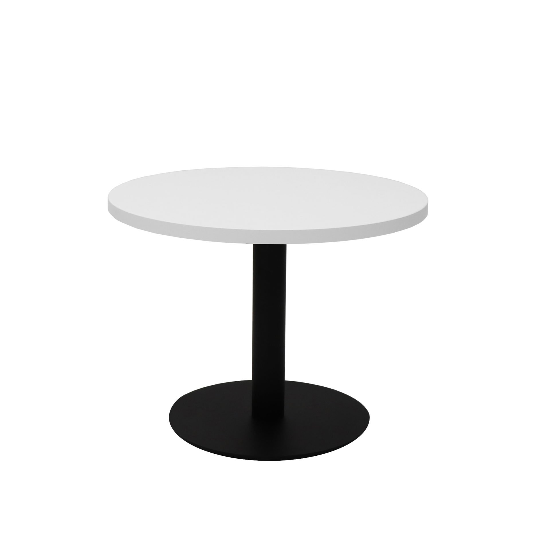 Rapidline Estilo Round Coffee Table – Natural White Top, Black Polycarbonate Base, 600mm