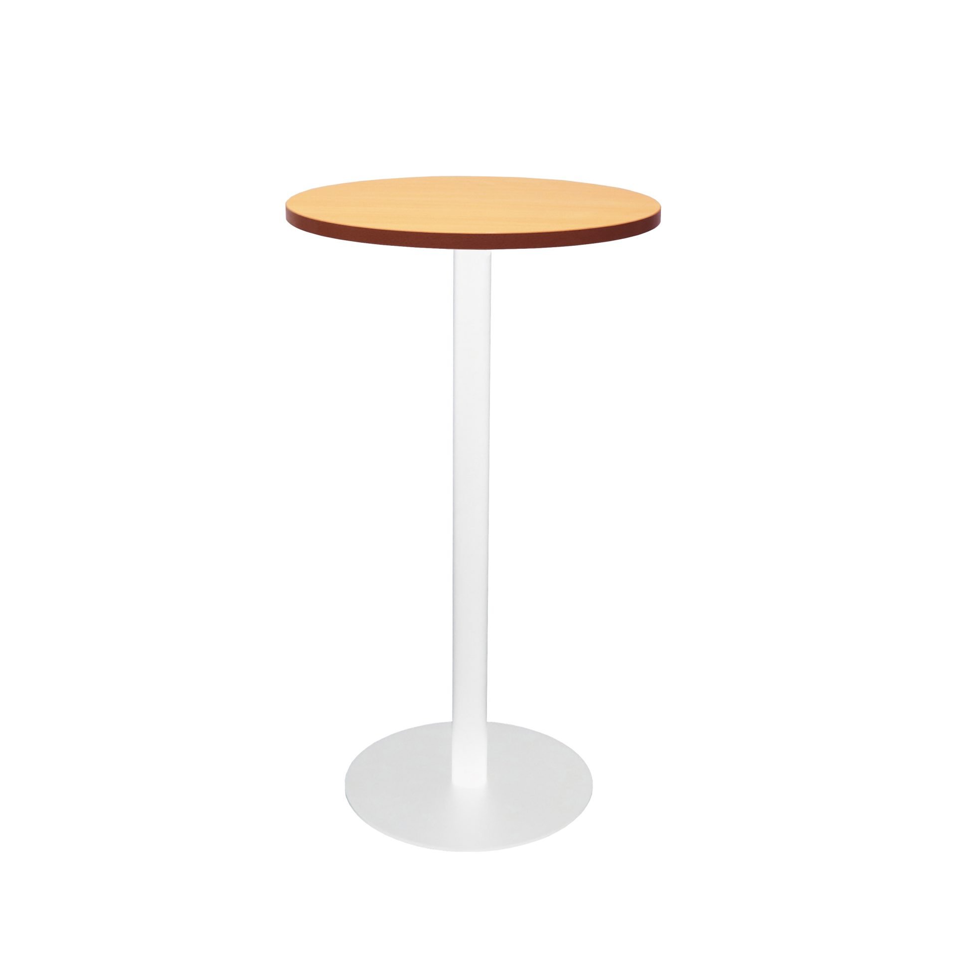Rapidline Estilo Round Dry Bar Table – Beech Top, White Base (600mm Dia)