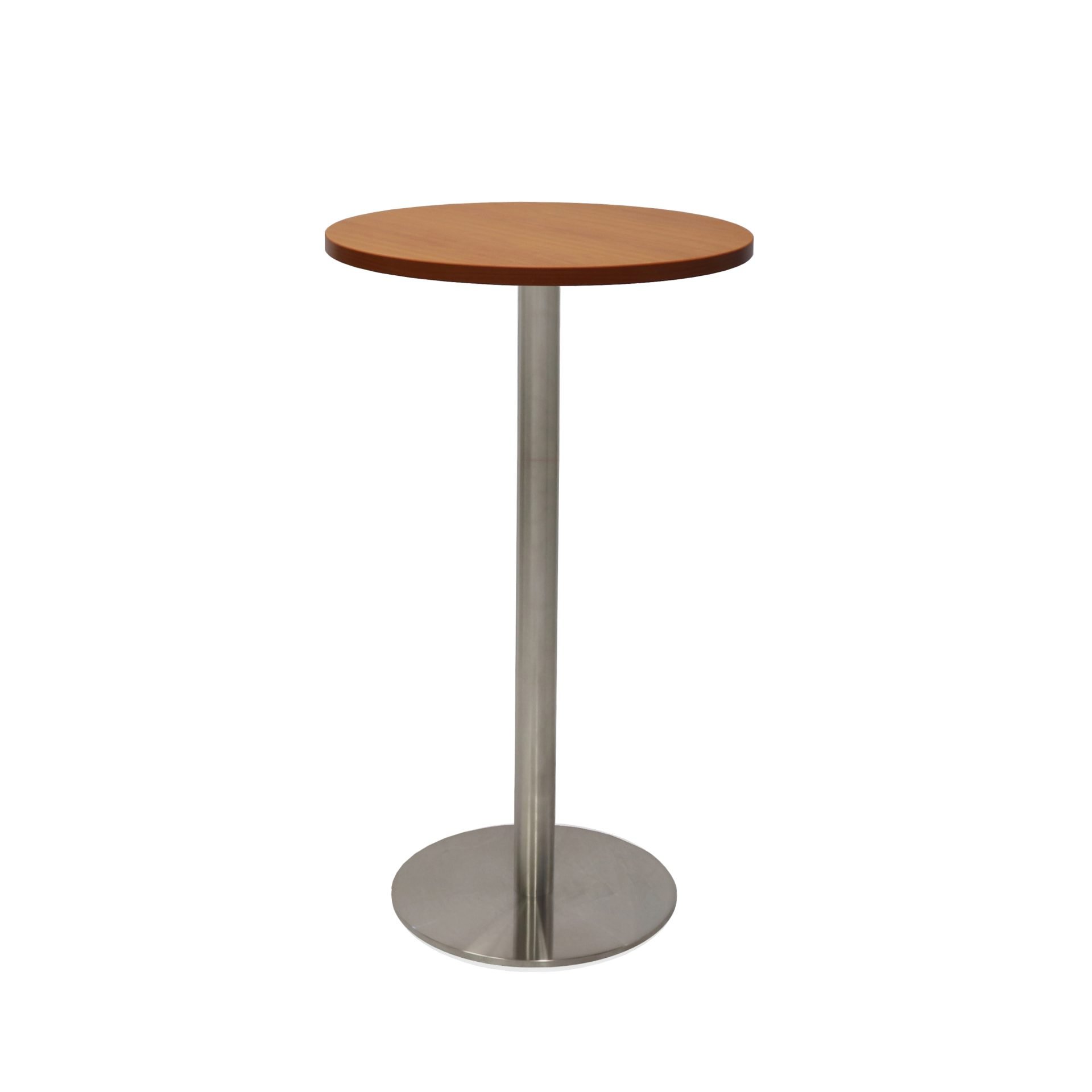 RAPIDLINE Estilo Round Dry Bar Table – Cherry Top, Stainless Steel Base, 600mm Dia