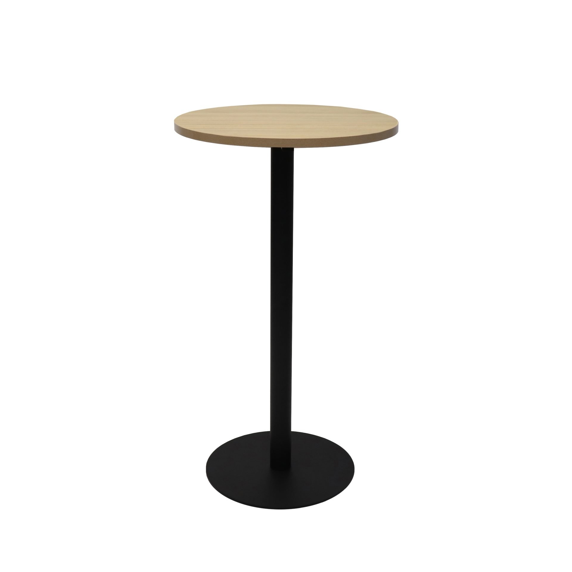 Rapidline Estilo Round Dry Bar Table – Natural Oak Top, Black Powder-Coated Base, 600mm Dia