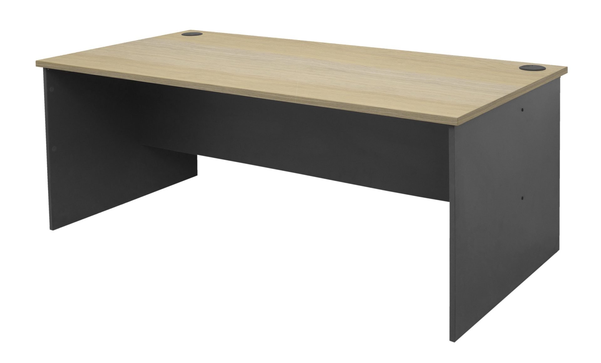 Rapidline Rapid Worker Slab End Desk – 1800mm W x 900mm D x 730mm H | Natural Oak Top & Ironstone Base