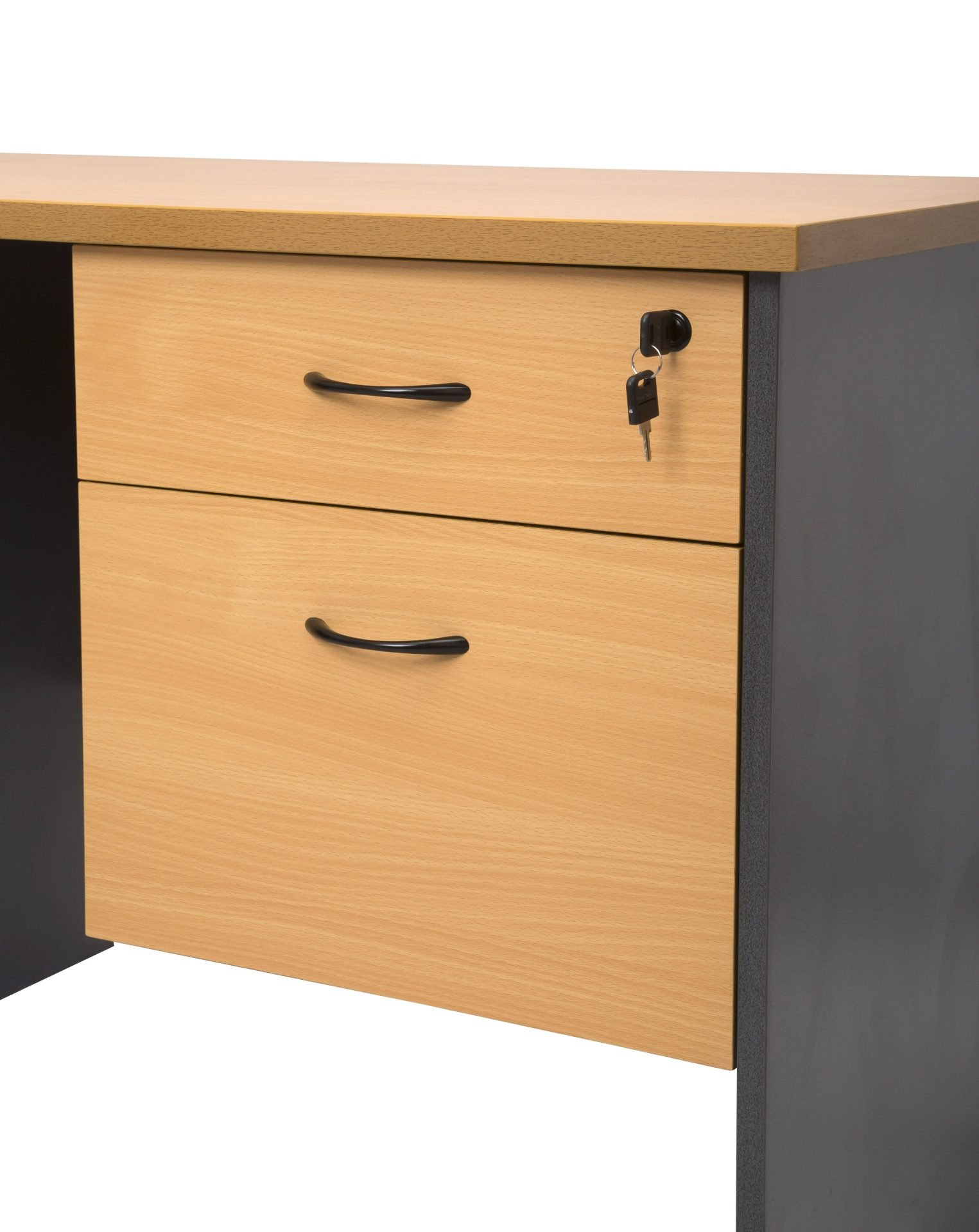 Rapidline Rapid Worker Fixed Pedestal – 1 Personal + 1 Filing Drawer, Beech & Ironstone