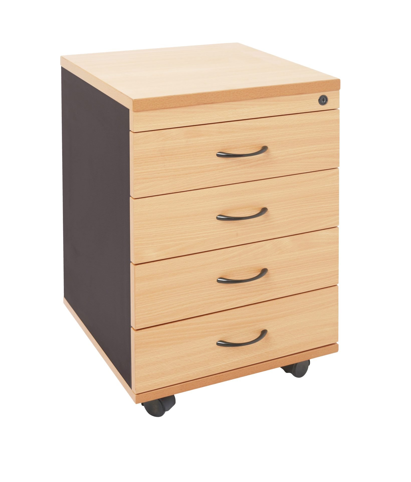 Rapidline Rapid Worker Mobile Pedestal – Four Personal Drawers, Beech & Ironstone