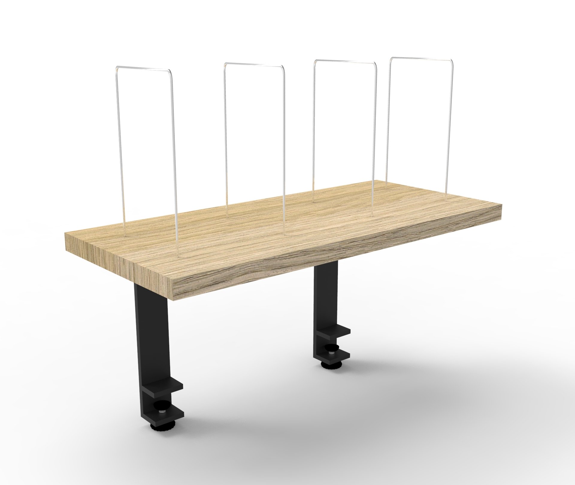 Rapid Infinity Desk Mounted Shelf – Natural Oak & Black Satin | Clamp Fixing, Wire Dividers Included