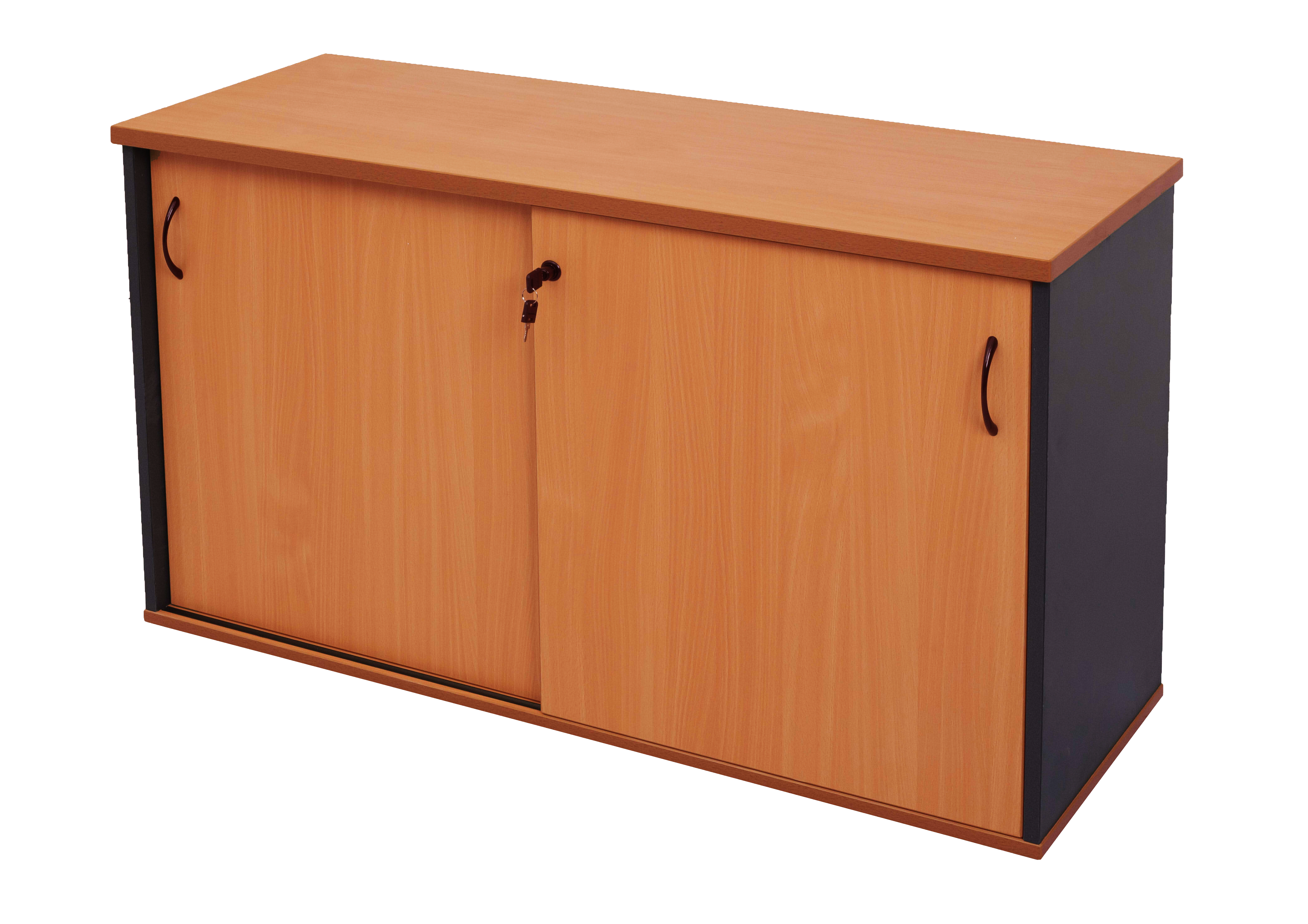 Rapid Worker Credenza 1200mm W x 450mm D x 730mm H – Cherry & Ironstone | Sliding Door, Lockable, Internal Shelf