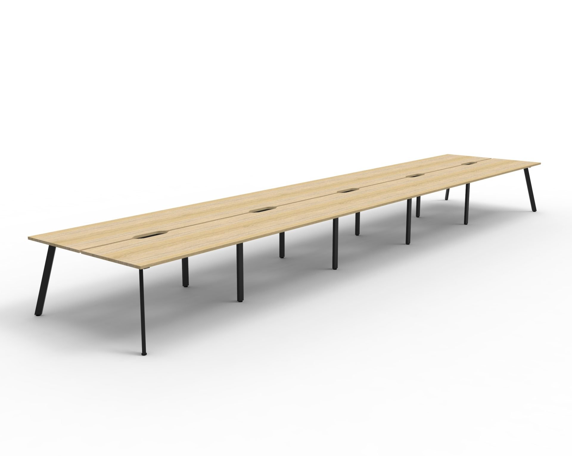 Rapidline Eternity Back-to-Back Workstation | 10-Person POD | 1200mm x 750mm | Natural Oak Top & Black Satin Base