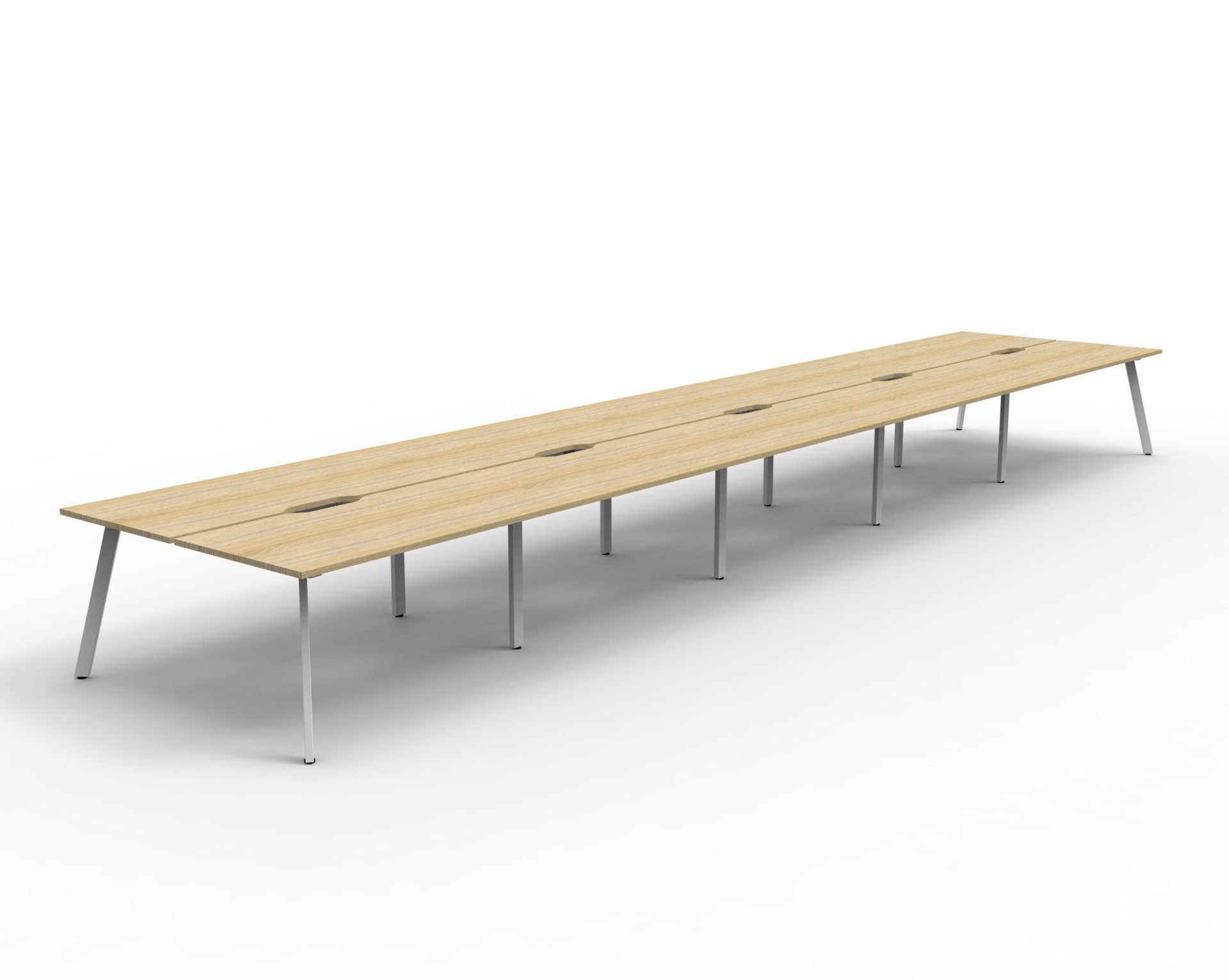 Rapidline Eternity Back-to-Back Workstation | 10-Person POD | 1200mm x 750mm | Natural Oak Top & White Satin Base