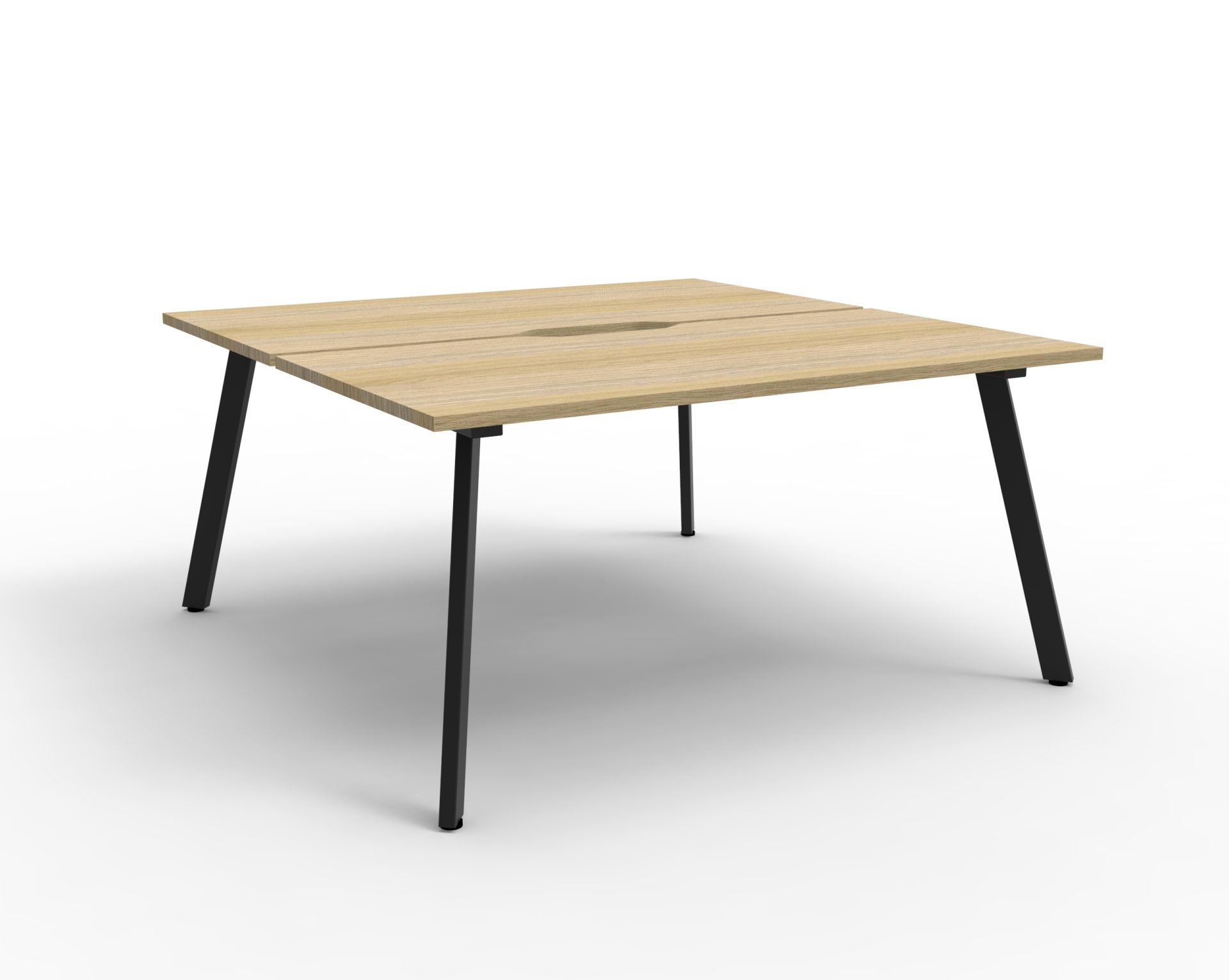 Rapidline Eternity Back-to-Back Workstation – 2-Person POD, 1200×750mm, Natural Oak Top & Black Satin Base