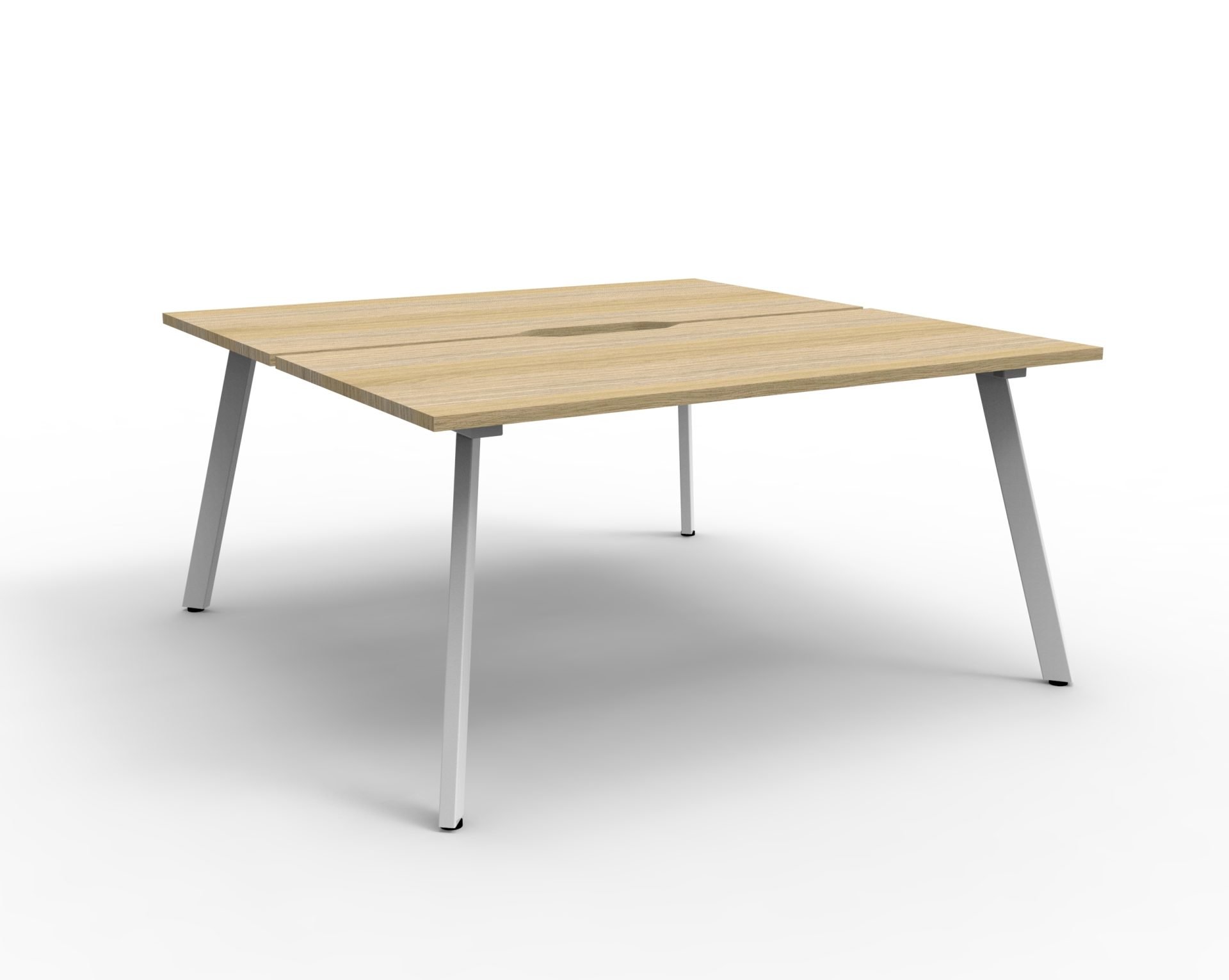 Rapidline Eternity Back-to-Back Workstation – 2-Person POD, 1200×750mm, Natural Oak Top & White Satin Base