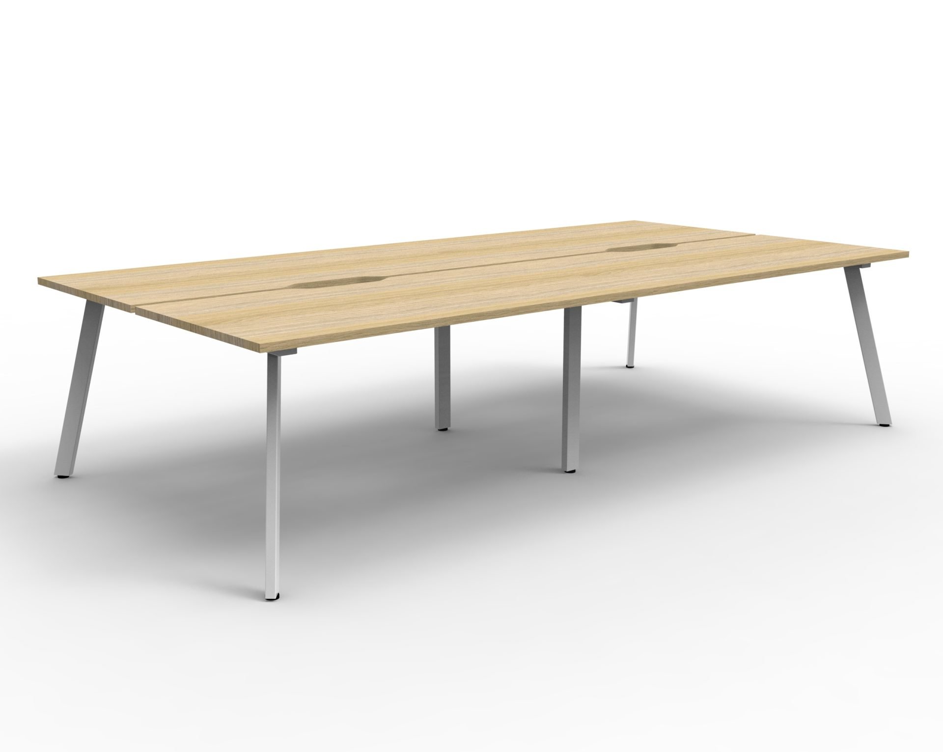 Rapidline Eternity Back-to-Back Workstation | POD of 4 | 1800mm W x 750mm D | Natural Oak Top & White Satin Base | No Screen