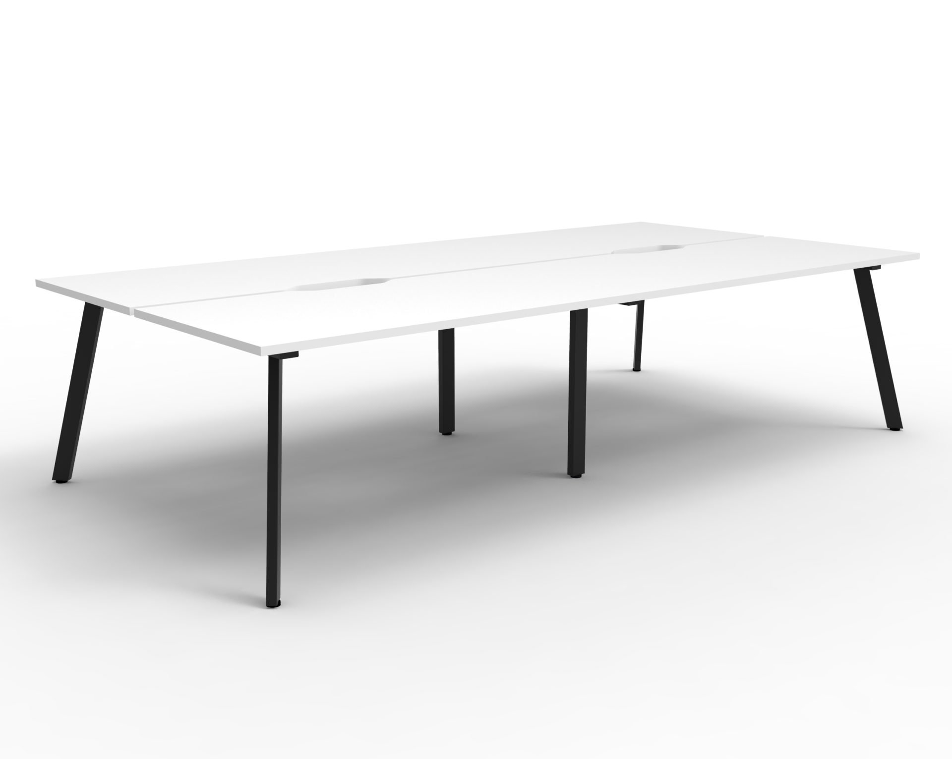 Rapidline Eternity Back-to-Back Workstation | POD of 4 | 1800mm W x 750mm D | Natural White Top & Black Satin Base | No Screen