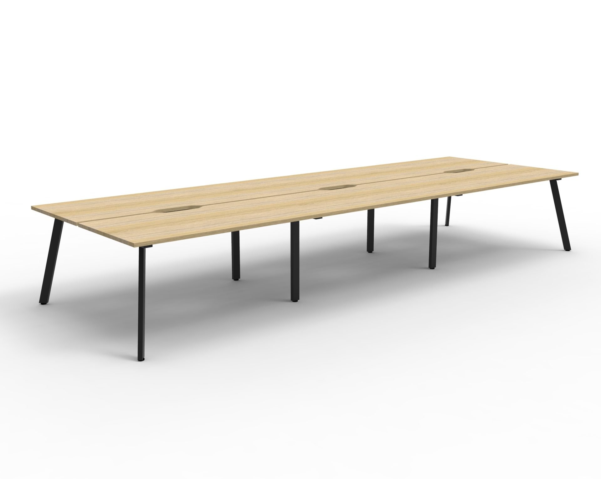 Rapid Eternity Back-to-Back Workstation | 6-Person Pod | 1200mm x 750mm | Natural Oak Top & Black Satin Base