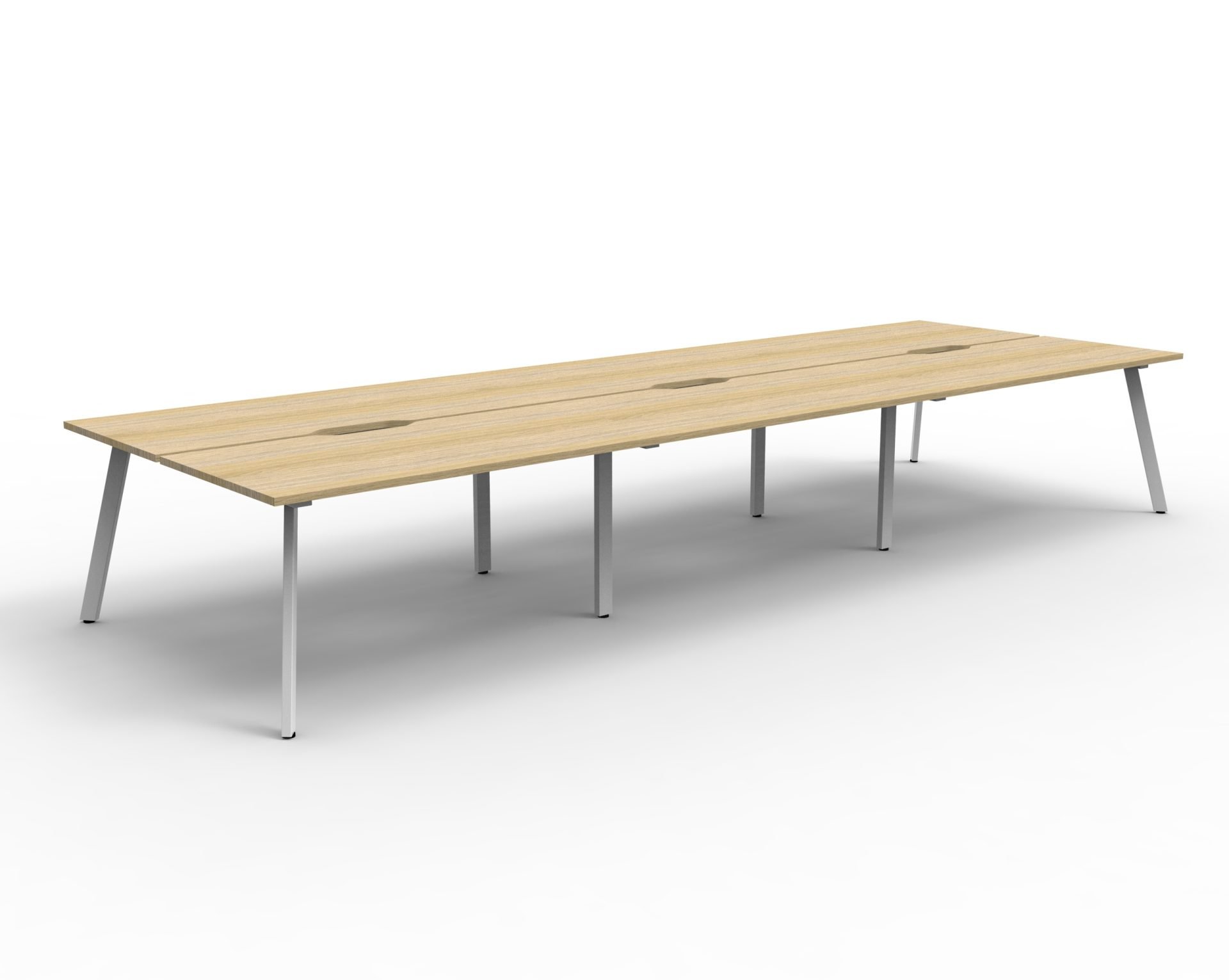 Rapid Eternity Back-to-Back Workstation | 6-Person Pod | 1200mm x 750mm | Natural Oak Top & White Satin Base