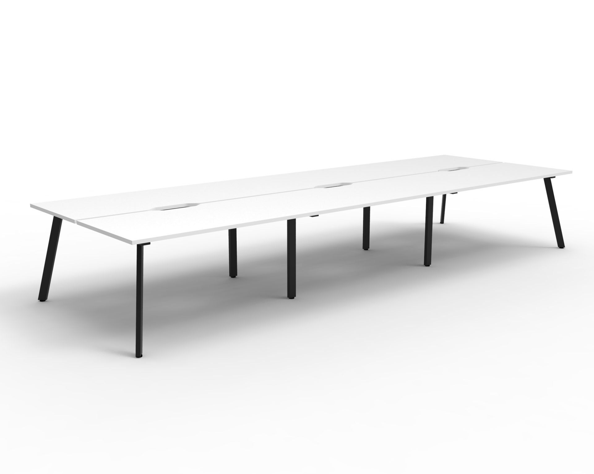 Rapidline Eternity Back-to-Back Workstation | POD of 6 | 1800mm W x 750mm D | Natural White Top, Black Satin Base