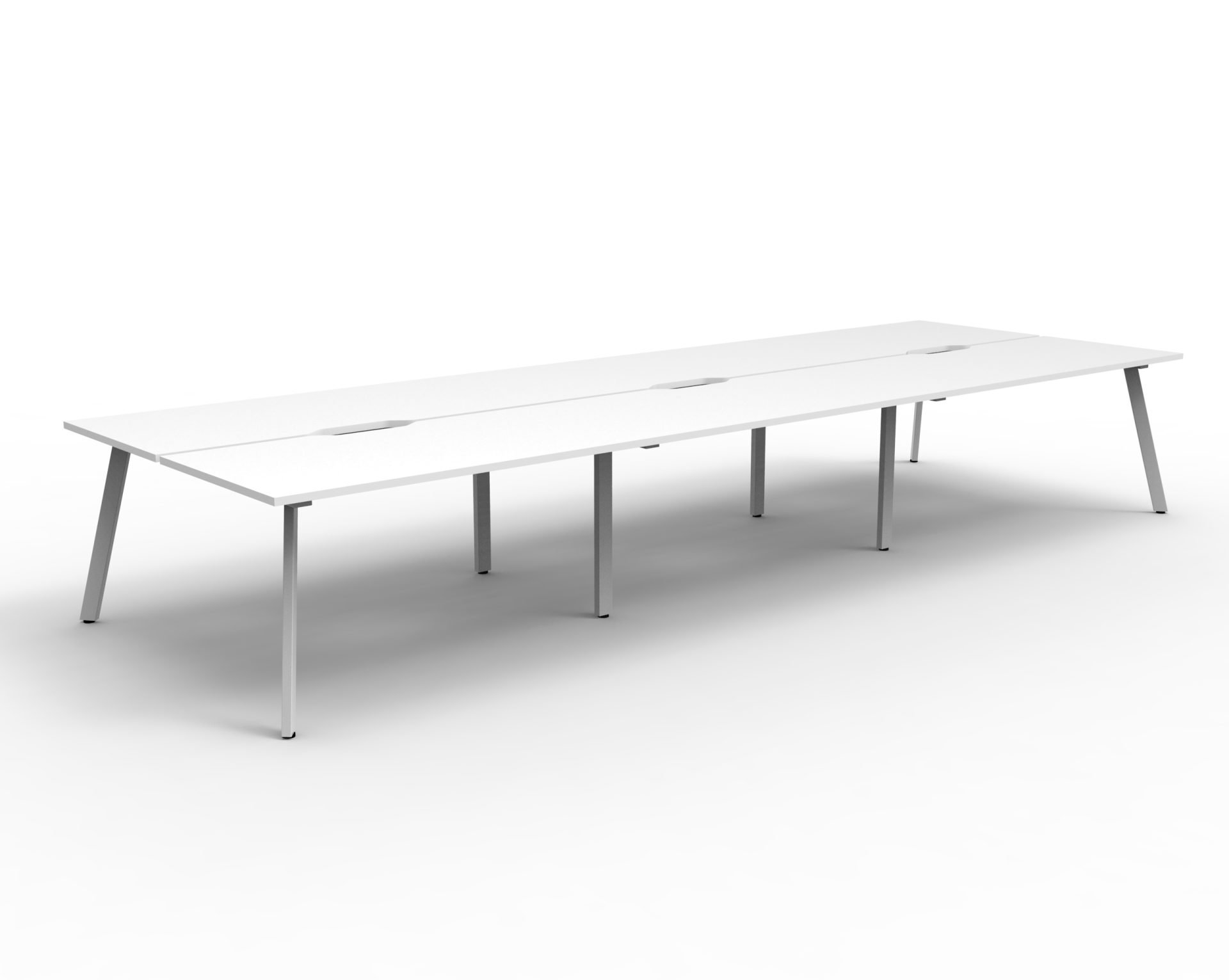 Rapidline Eternity Back-to-Back Workstation | 6-Person Pod | 1800mm W x 750mm D | Natural White Top, White Satin Base